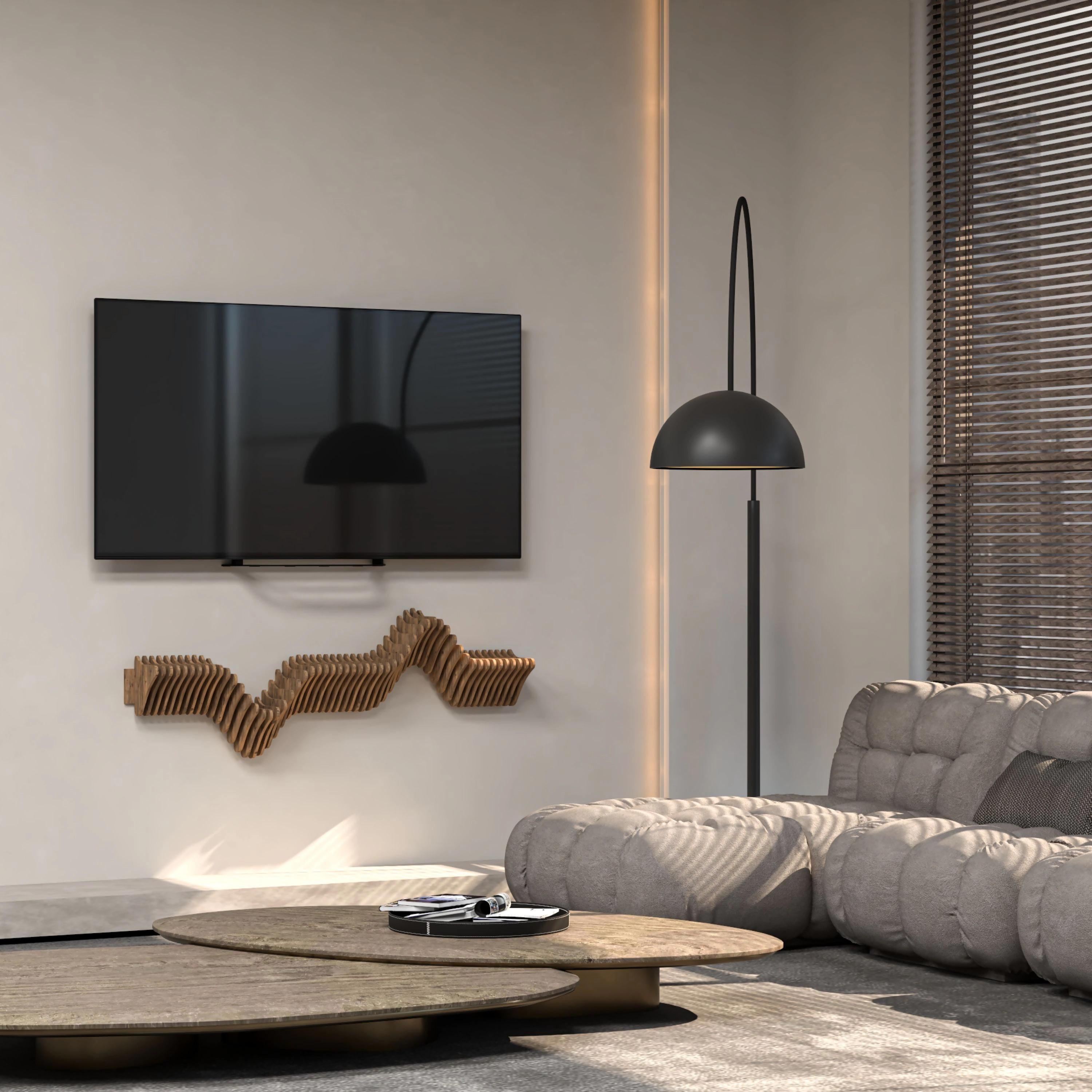 Wear Sierra Parametric 63" 3D Wavy Floating Shelf