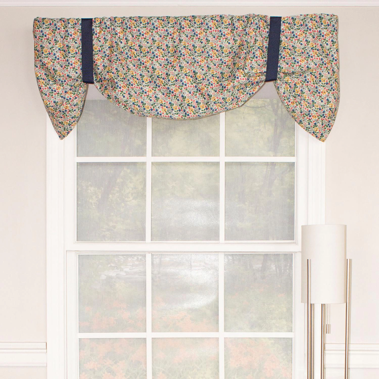 RLF Home Petite Suspender 100% Cotton with Fully Lined 3" Rod Pocket Valnance for Windows 50" x 17" Multi