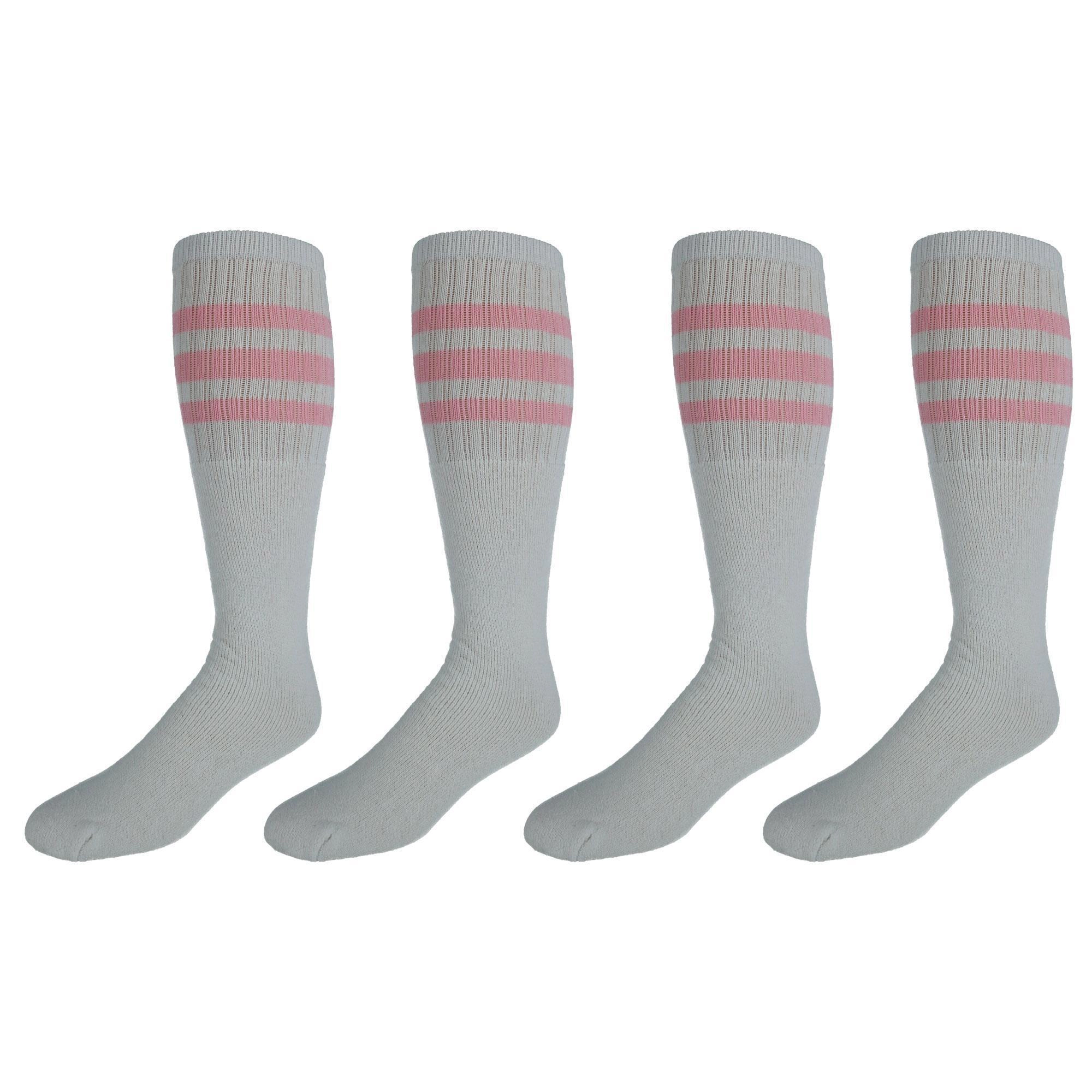 CTM Striped Top Ribbed Tube Socks (4 Pair Pack)