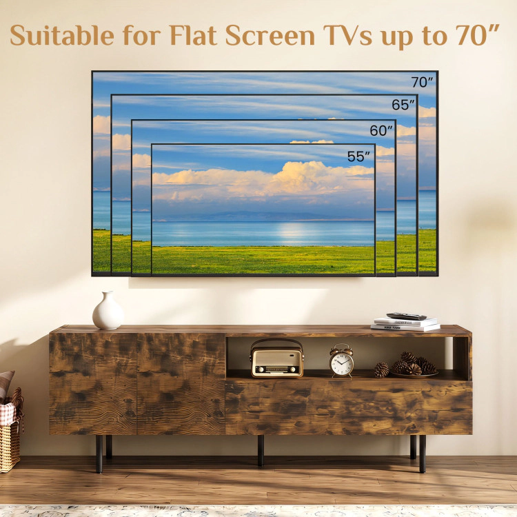 Hivvago Tv Stand For Tvs Up To 70" With Storage Cabinet And Raised Metal Legs