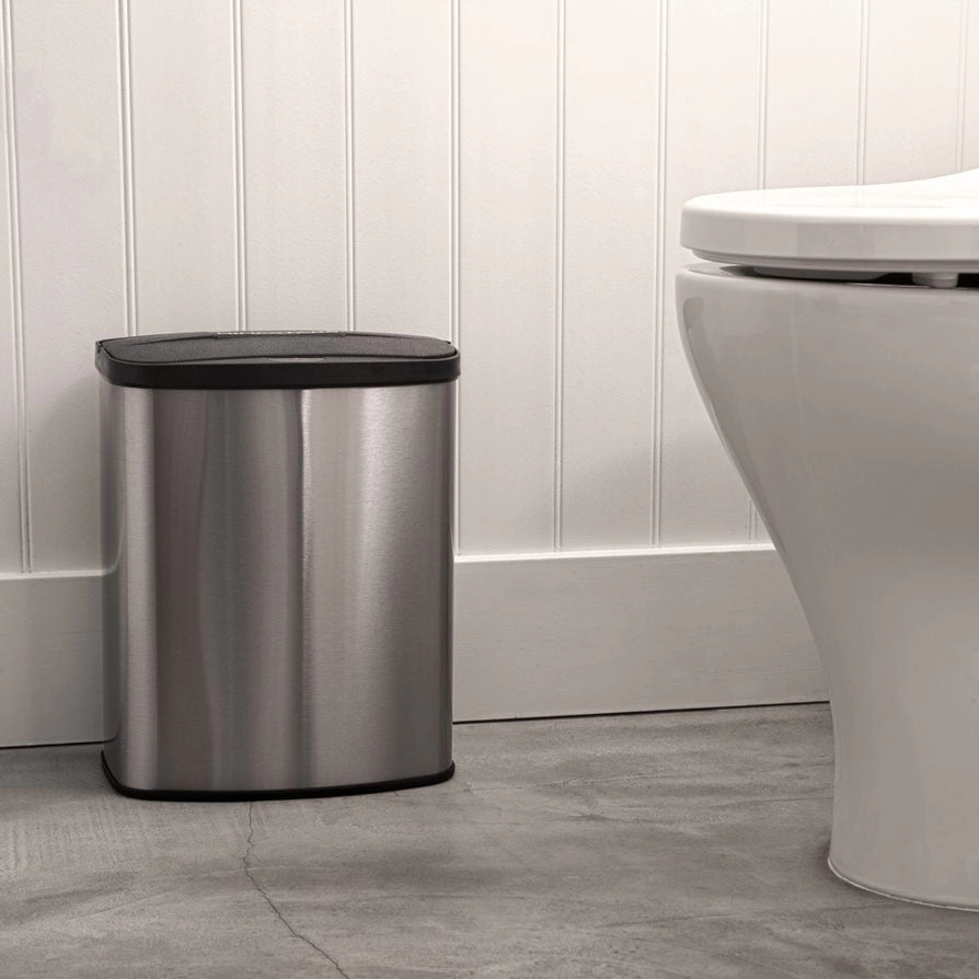 Ninestars 2-Piece 13.2 & 2.2-Gallon Stainless Steel Motion Sensor Trash Can Set