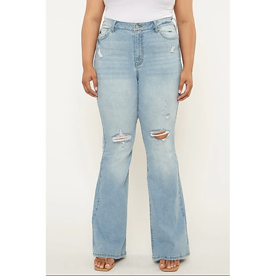Kancan Women's Plus Size High Rise Flare Jeans Lori