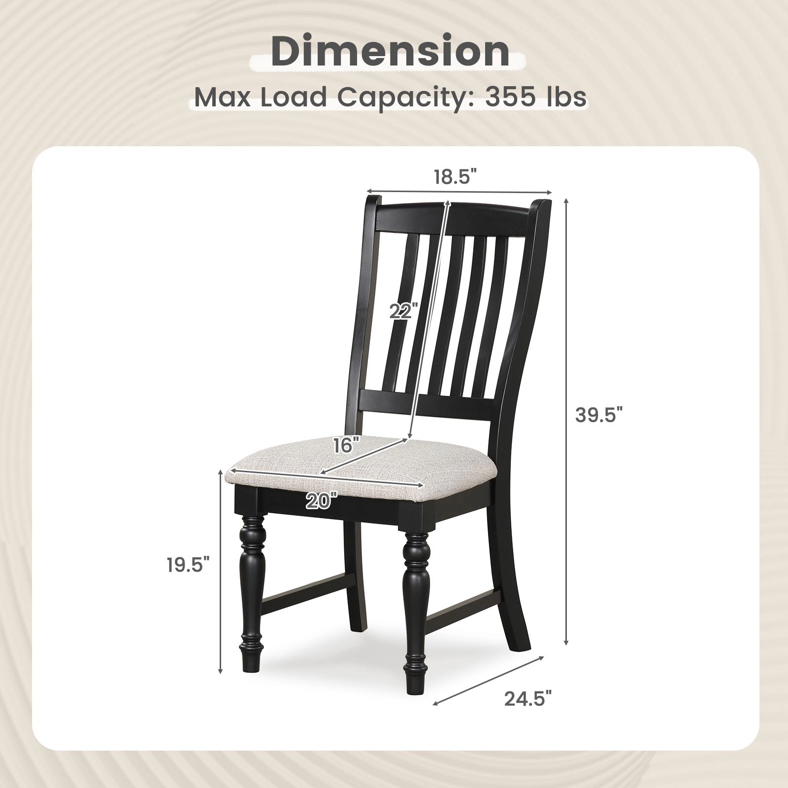 SlickBlue Unisex Set of 2 Dining Chairs with Solid Wood Legs