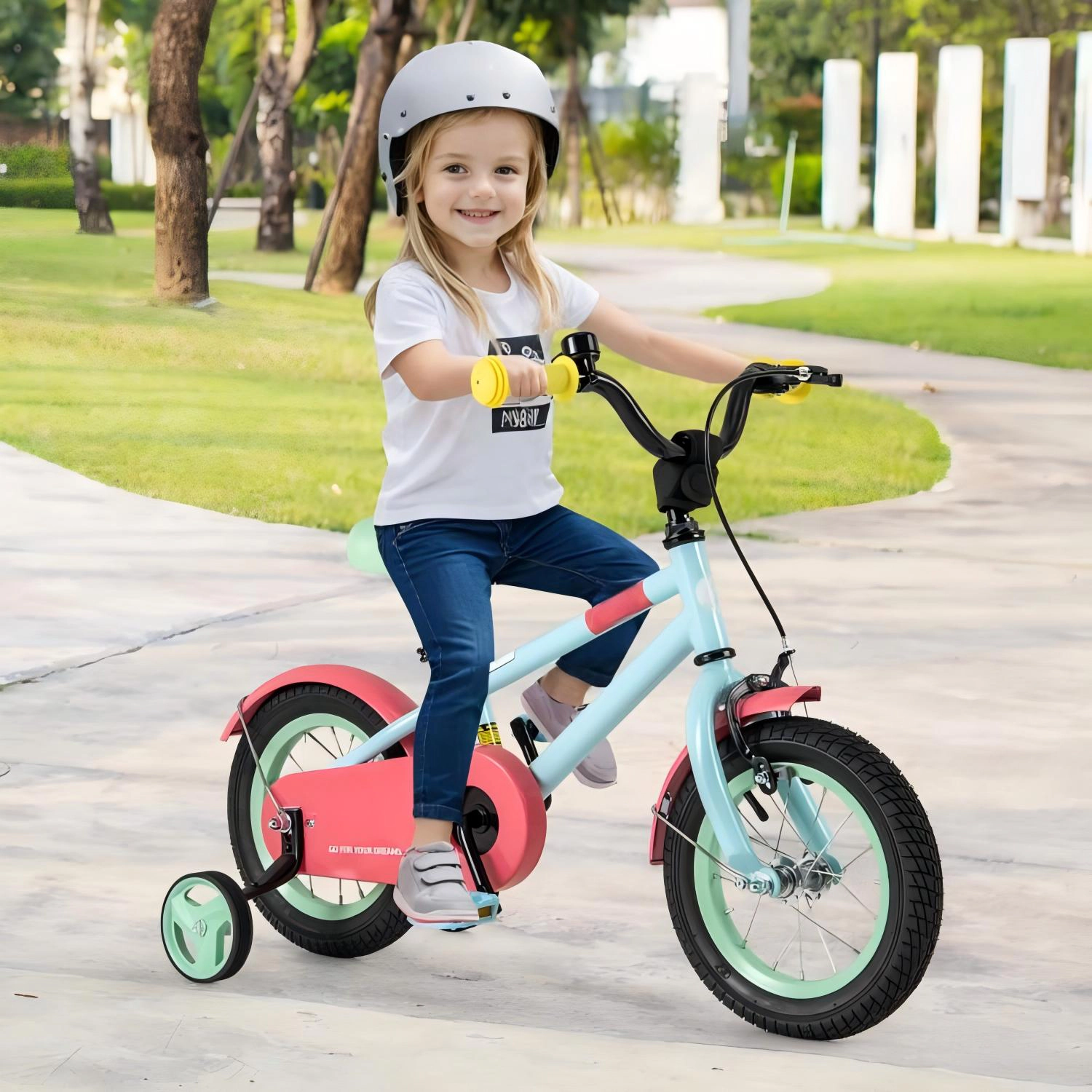 SUGIFT Adjustable Handlebar Kids Bicycle with Saddle 145-lb Seat Capacity Ages 3-4 Years 35.5-in Long Blue 12-In Wheel