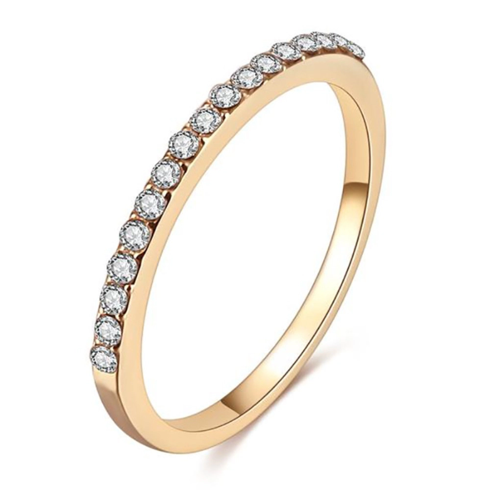 Simple Band Women Rings Shiny Cubic Zirconia Delicate Anniversary Accessories Jewelry