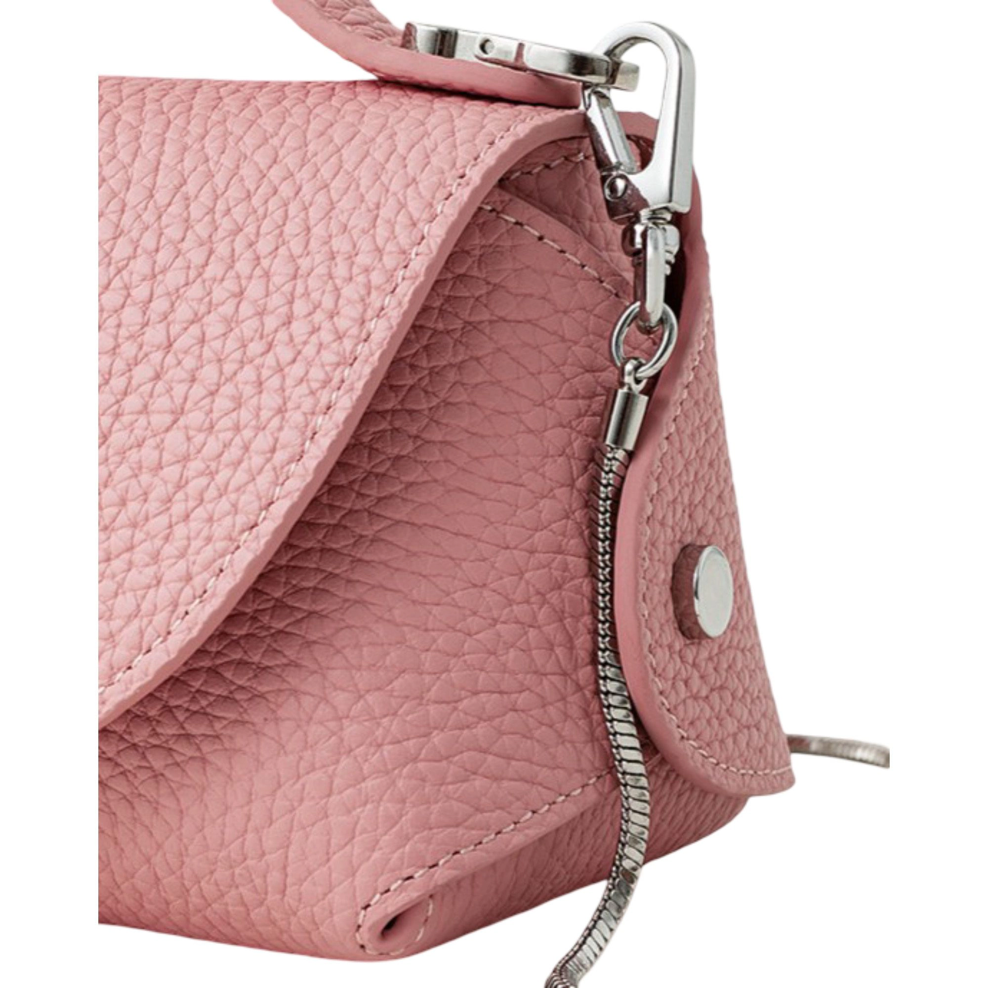 Alilang Women's Pebbled Leather Mini Top Handle Bag with Chain Crossbody Strap and Turn Lock Closure