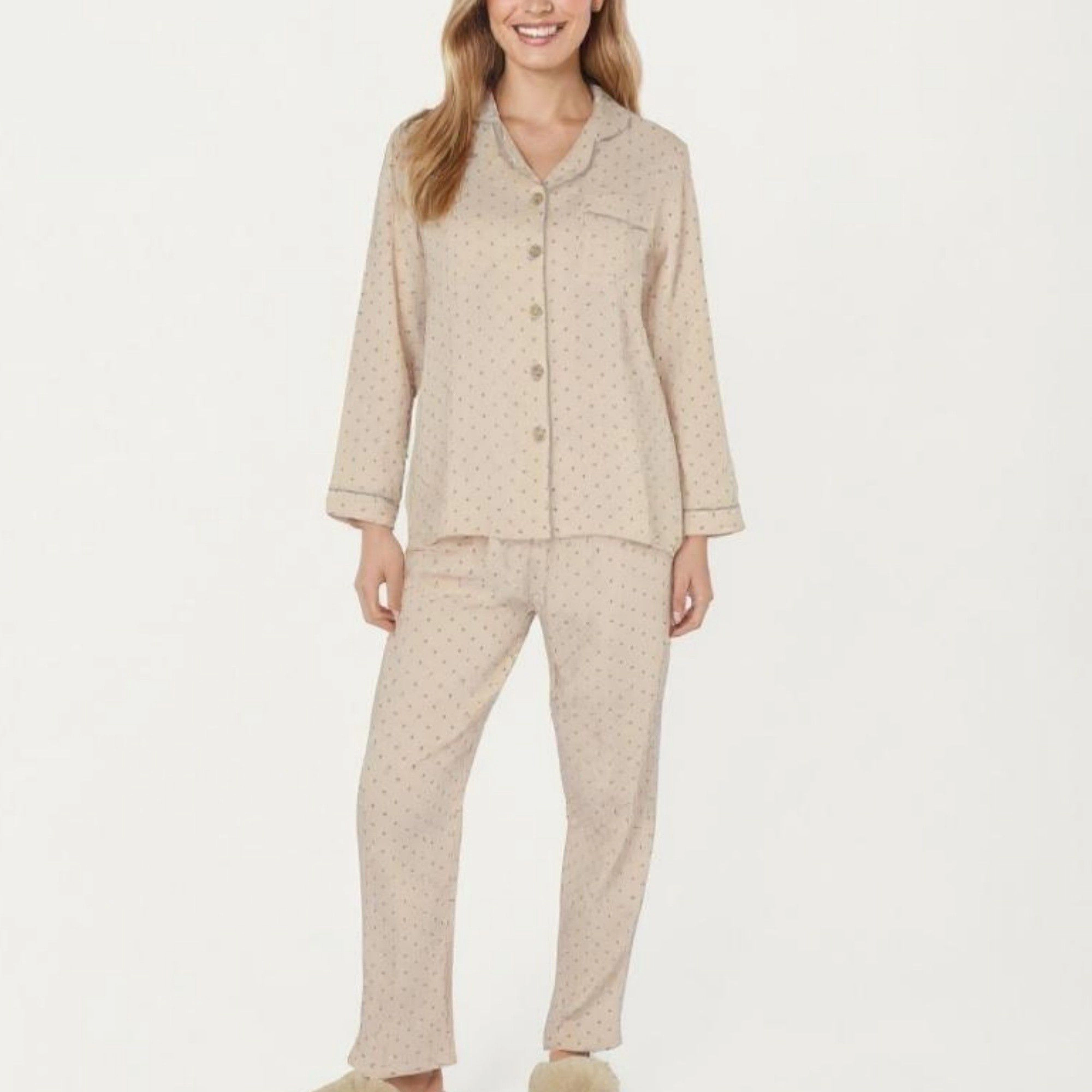 Anna-Kaci Women's 2-Piece Button Front Pajama Top with Contrast Piping and Relaxed Fit Pants