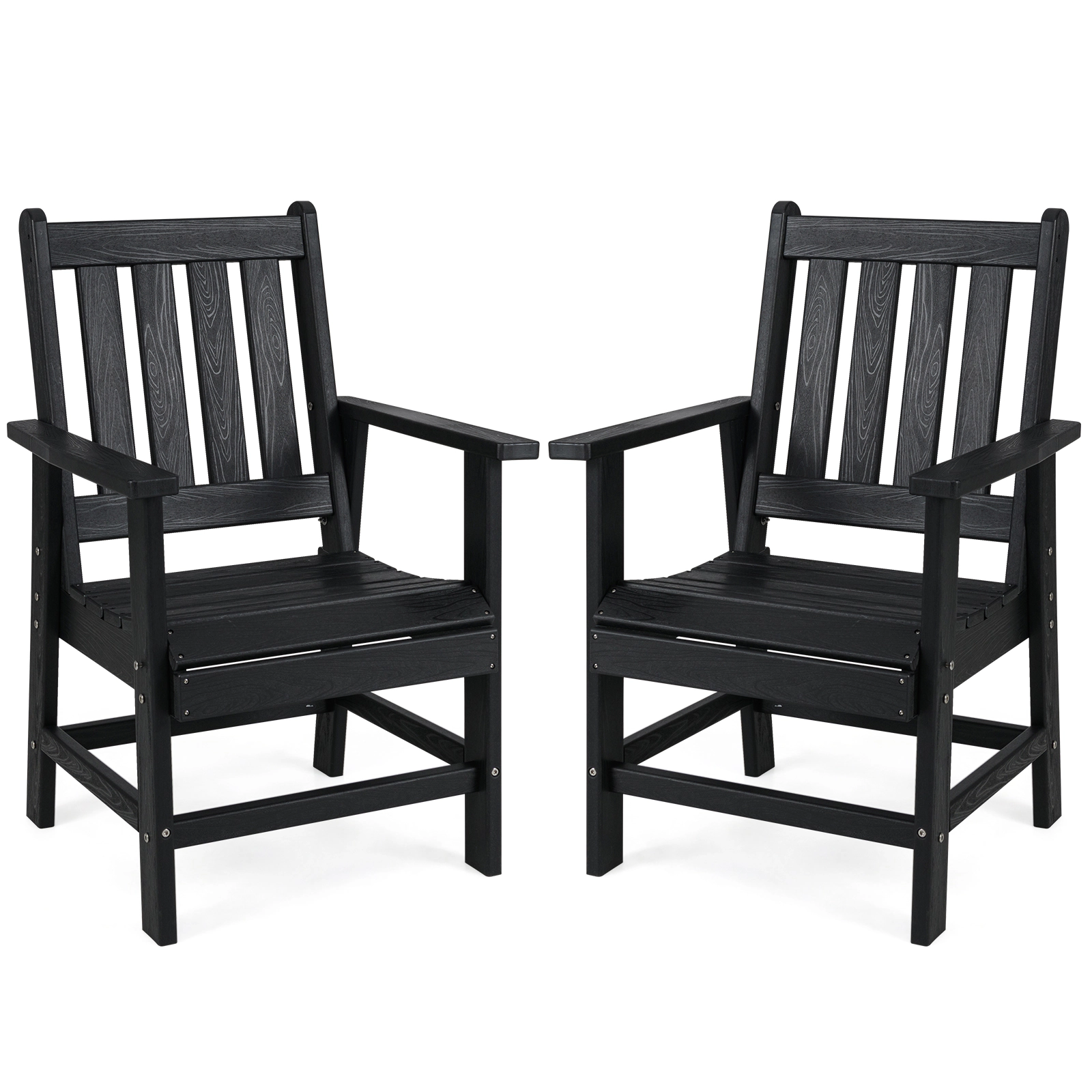 LJG Set of 2 Patio Dining Chairs with Wide Armrests