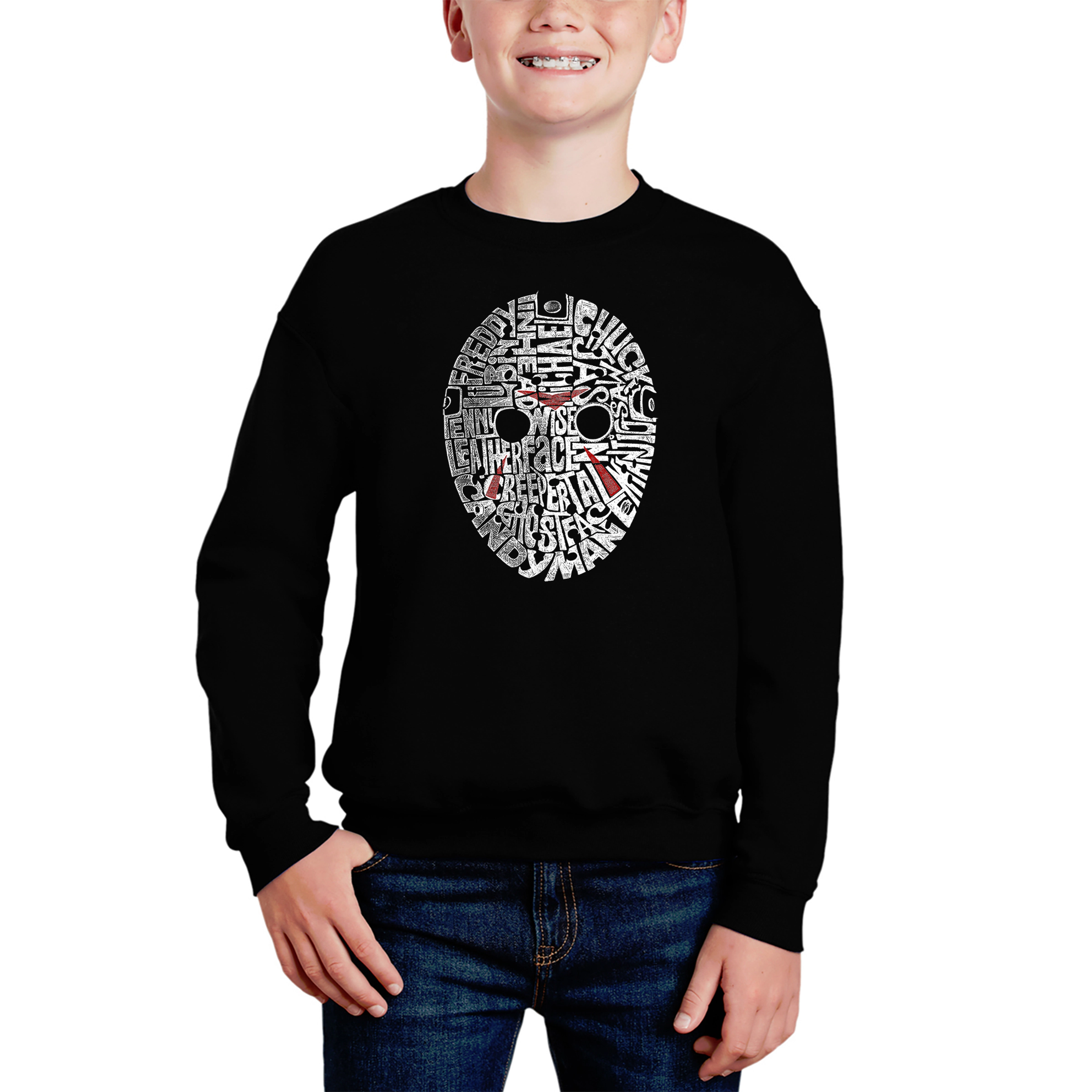 LA Pop Art Boy's Word Sweatshirt - Slasher Movie Villians