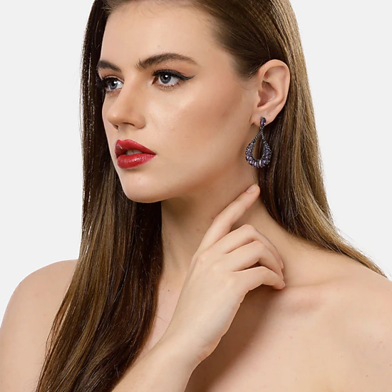 AGP PARIS Womens Dark Purple Teardrop Drop Earrings