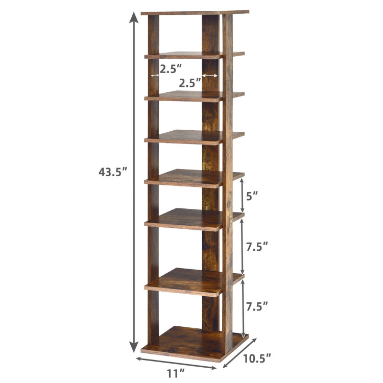 Hivvago 7-Tier Space Saving Wooden Shoe Organizer For Front Door