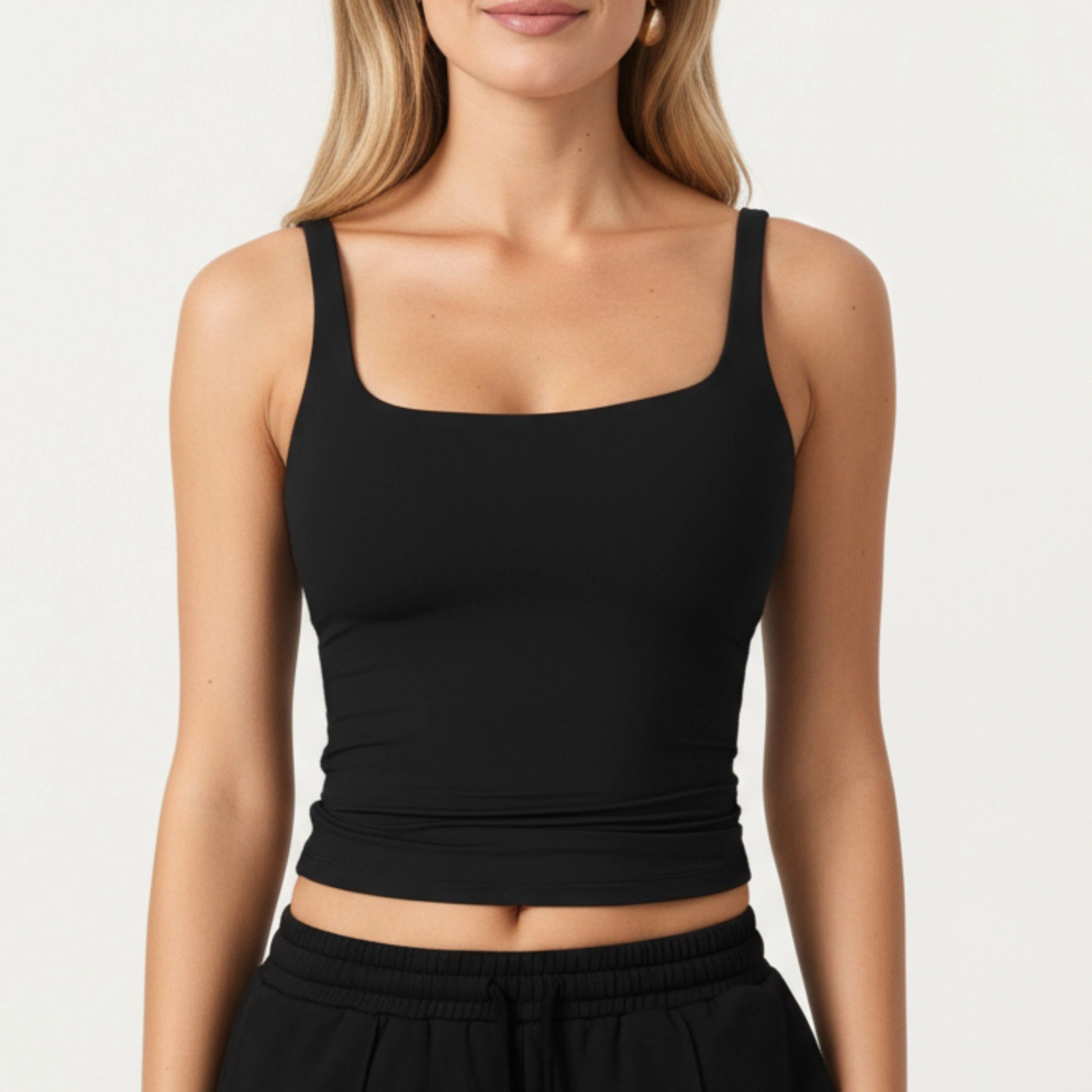 Anna-Kaci Women's Square Neck Ribbed Tank Top with Body-Hugging Fit