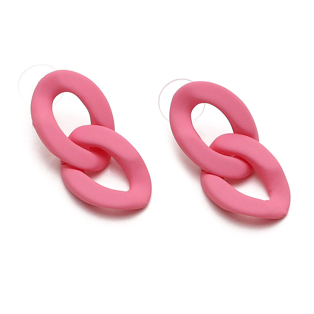 SOHI Women's Pink Chainlink Drop Earrings