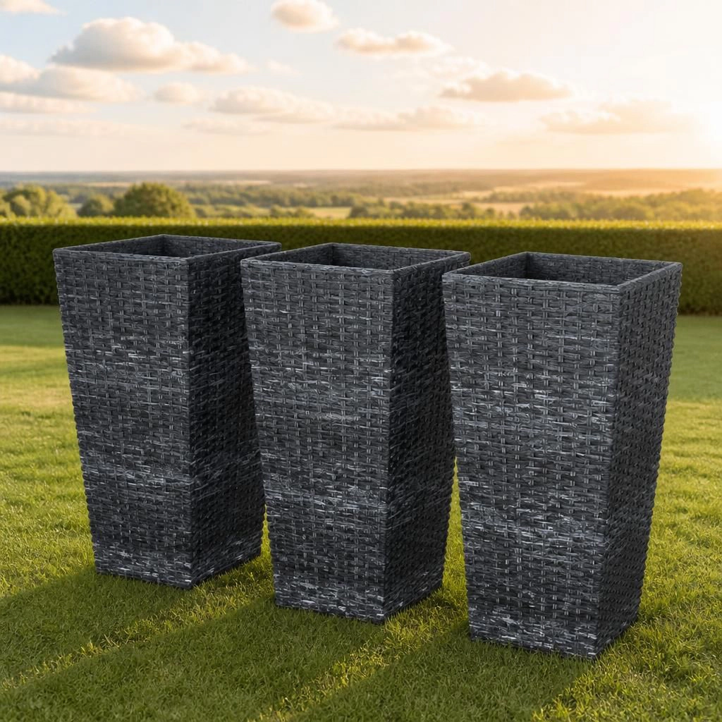 WOW PIONEER Tall Cylindrical Polypropylene Planter for Container Gardening Patio Outdoor