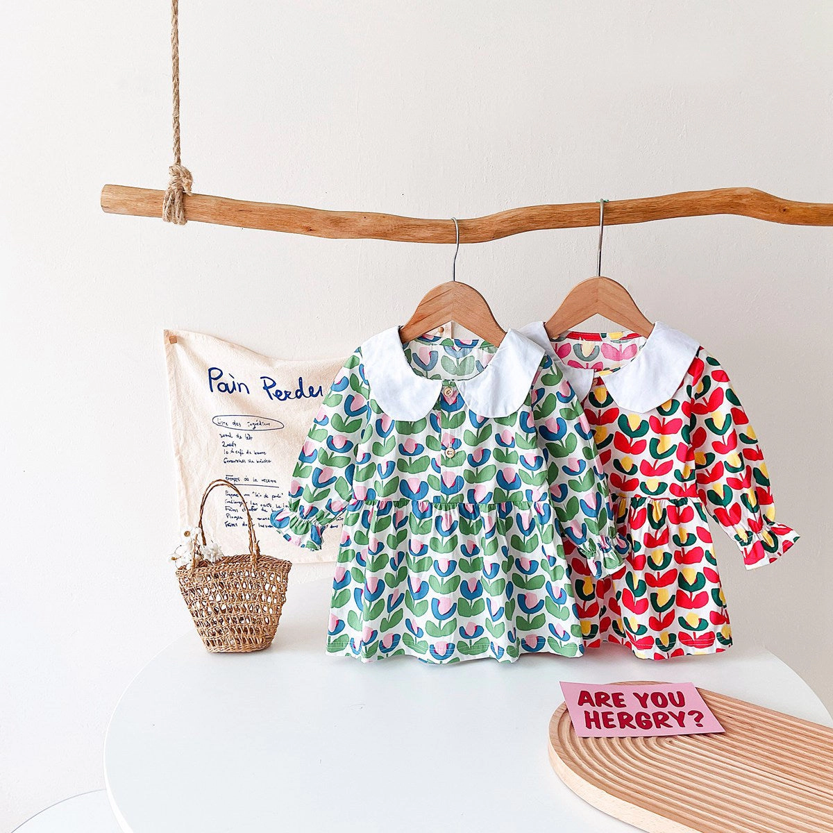 MyKids-USA Baby Girl Floral Print Pattern Doll Neck A-Line Design Dress