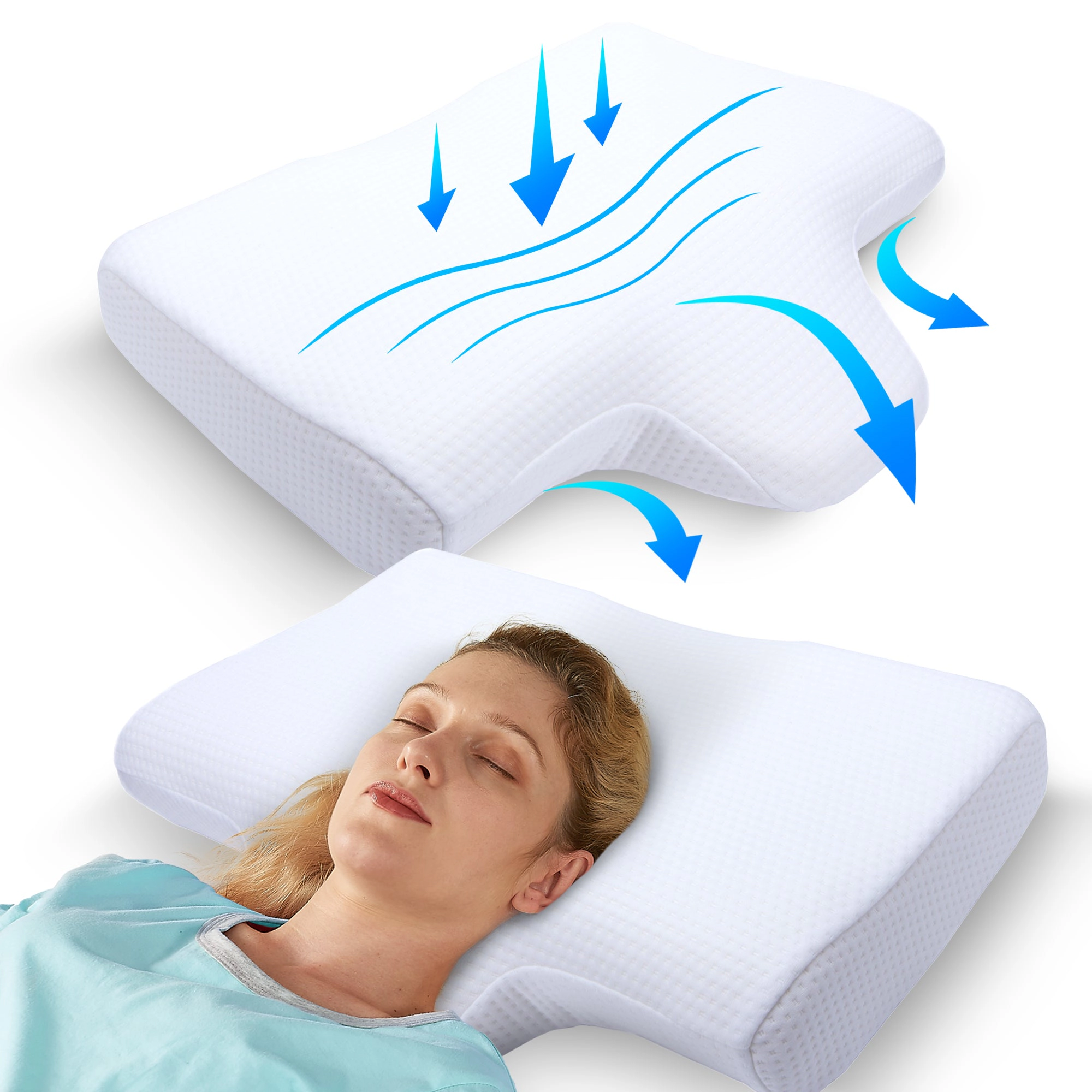 Cheer Collection Memory Foam Anti Snore Therapeutic Neck Pillow - 22"x14"