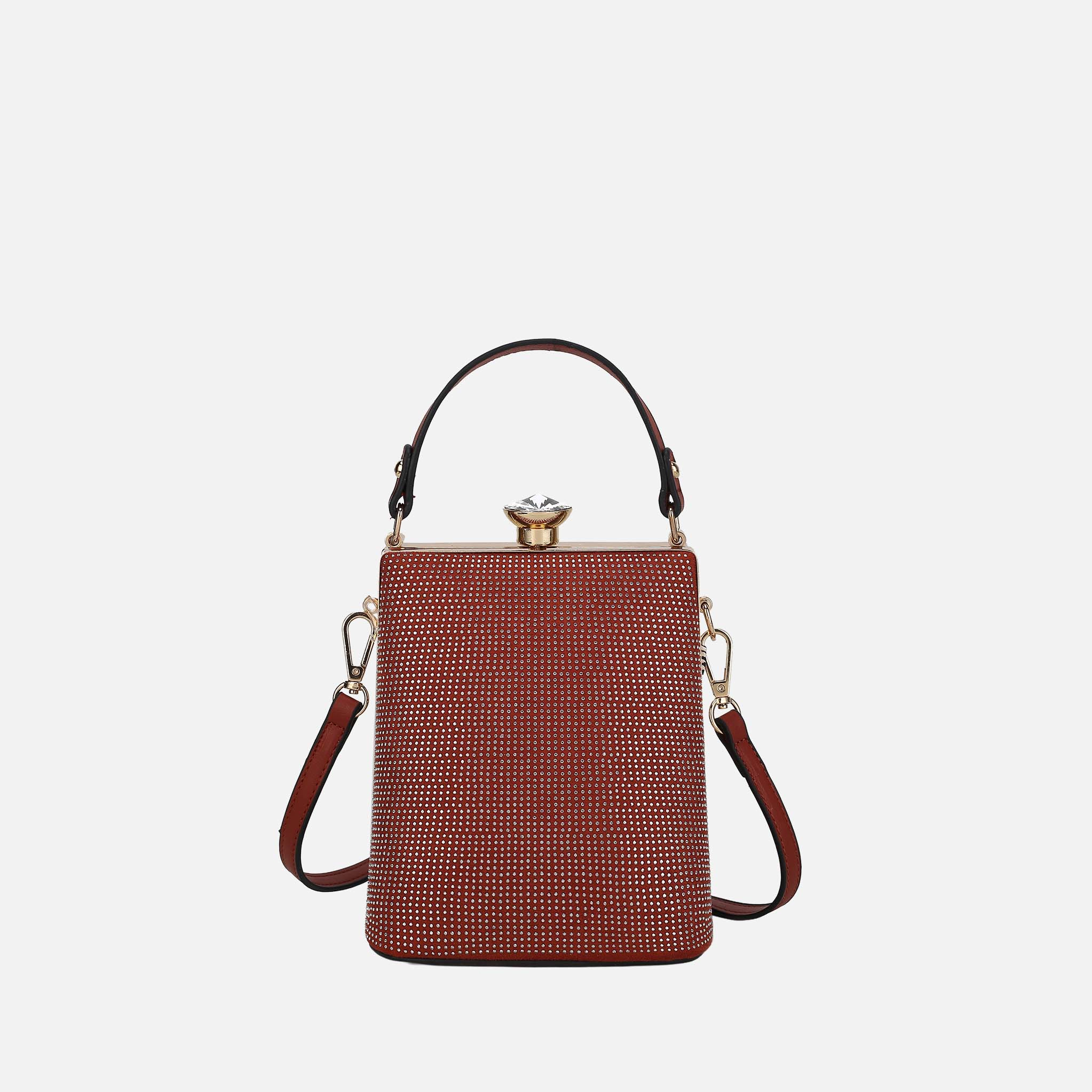 Mia K Collection Taliah Vegan Leather Evening Clutch with Gold-Tone Details