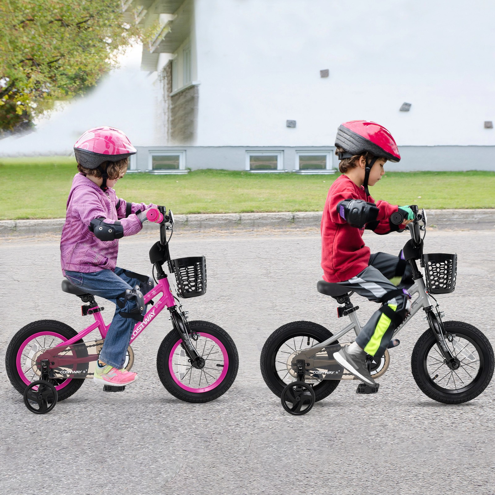 LJG Kids Bike Adjustable with Transparent Chain Cover