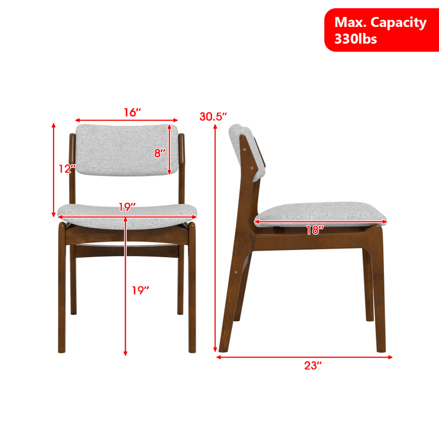 Hivvago Modern Wooden Dining Chairs for 4 with Soft Cushions and Durable Legs