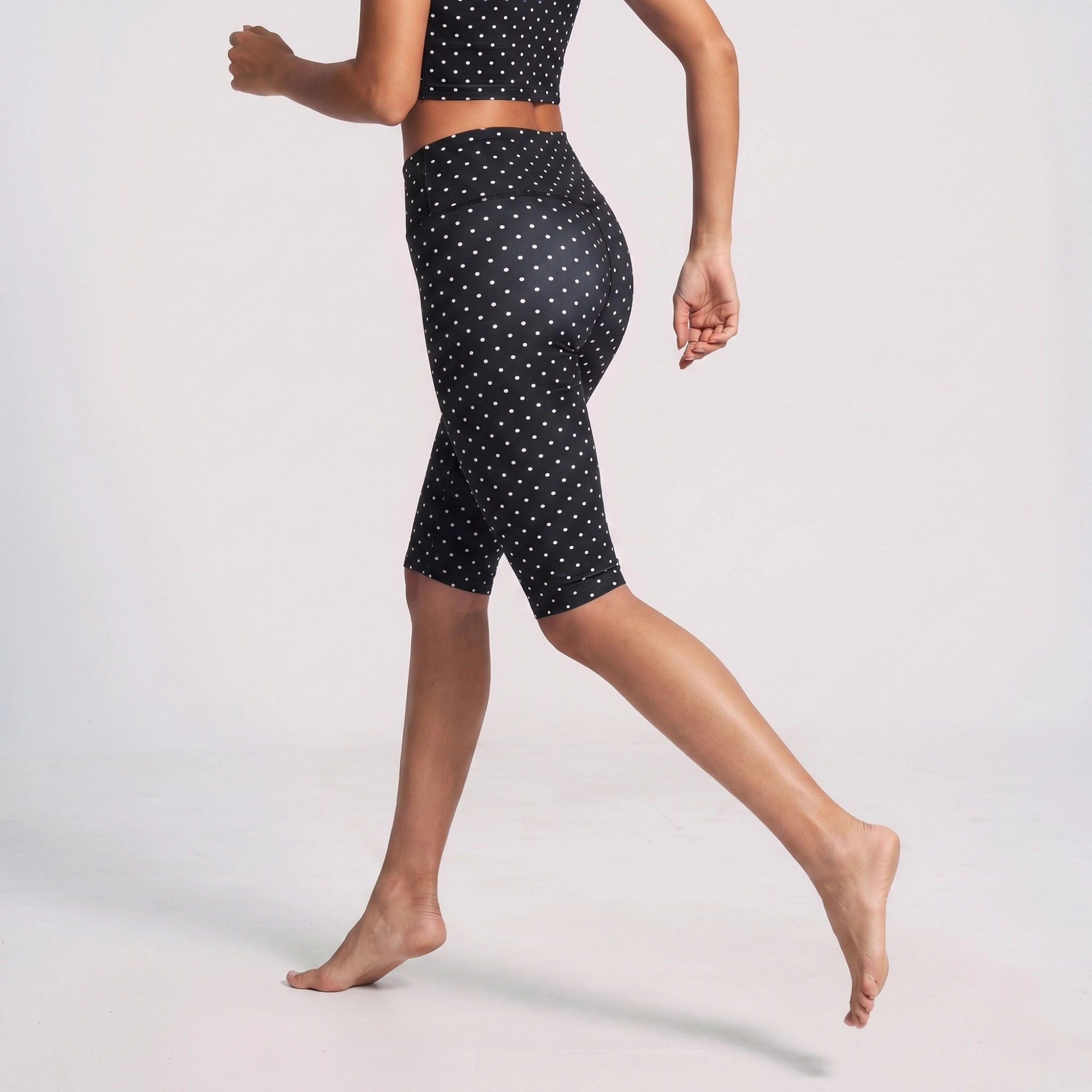 Anna-Kaci Women's Polka Dot Foldover Waist Capri Leggings Fitted Cropped Yoga Pants