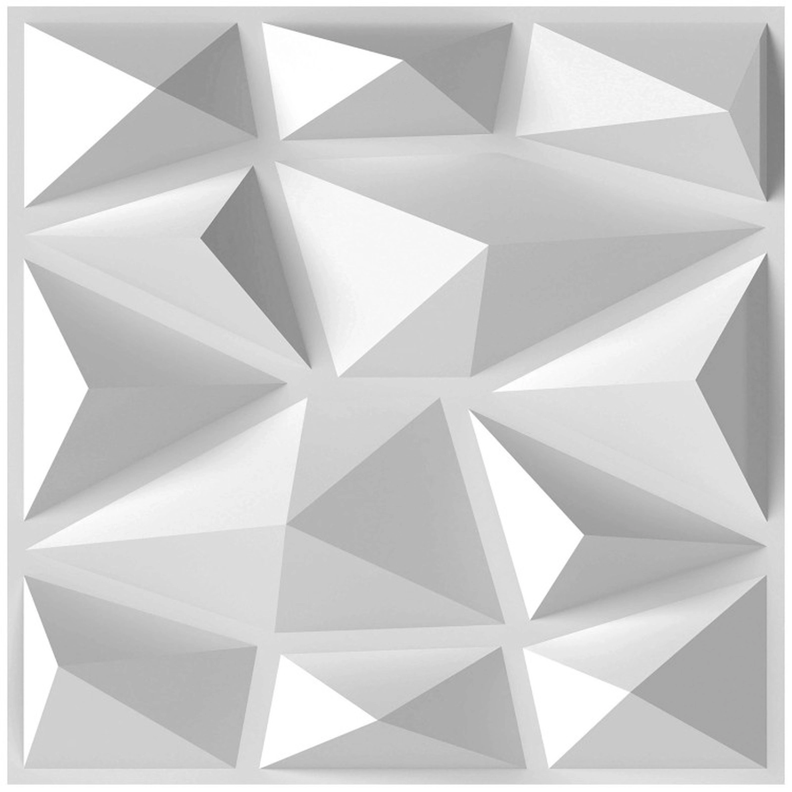 SUGIFT 50-Pack Diamond Relief Paintable PVC 3D Wall Panels 12-in x 12-in x 1-in 50 sq ft Coverage 8-lb White