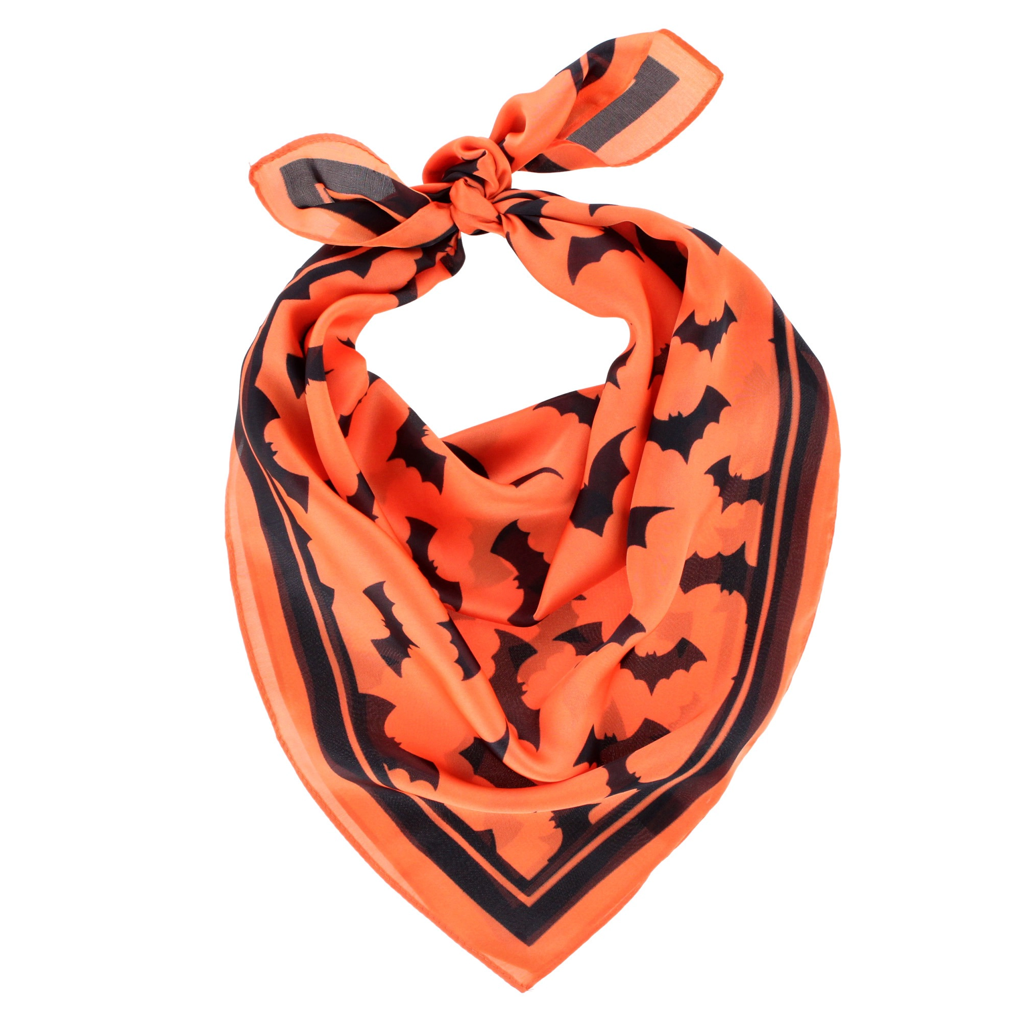CTM Women's Halloween Bat Pattern Silky Square Scarf