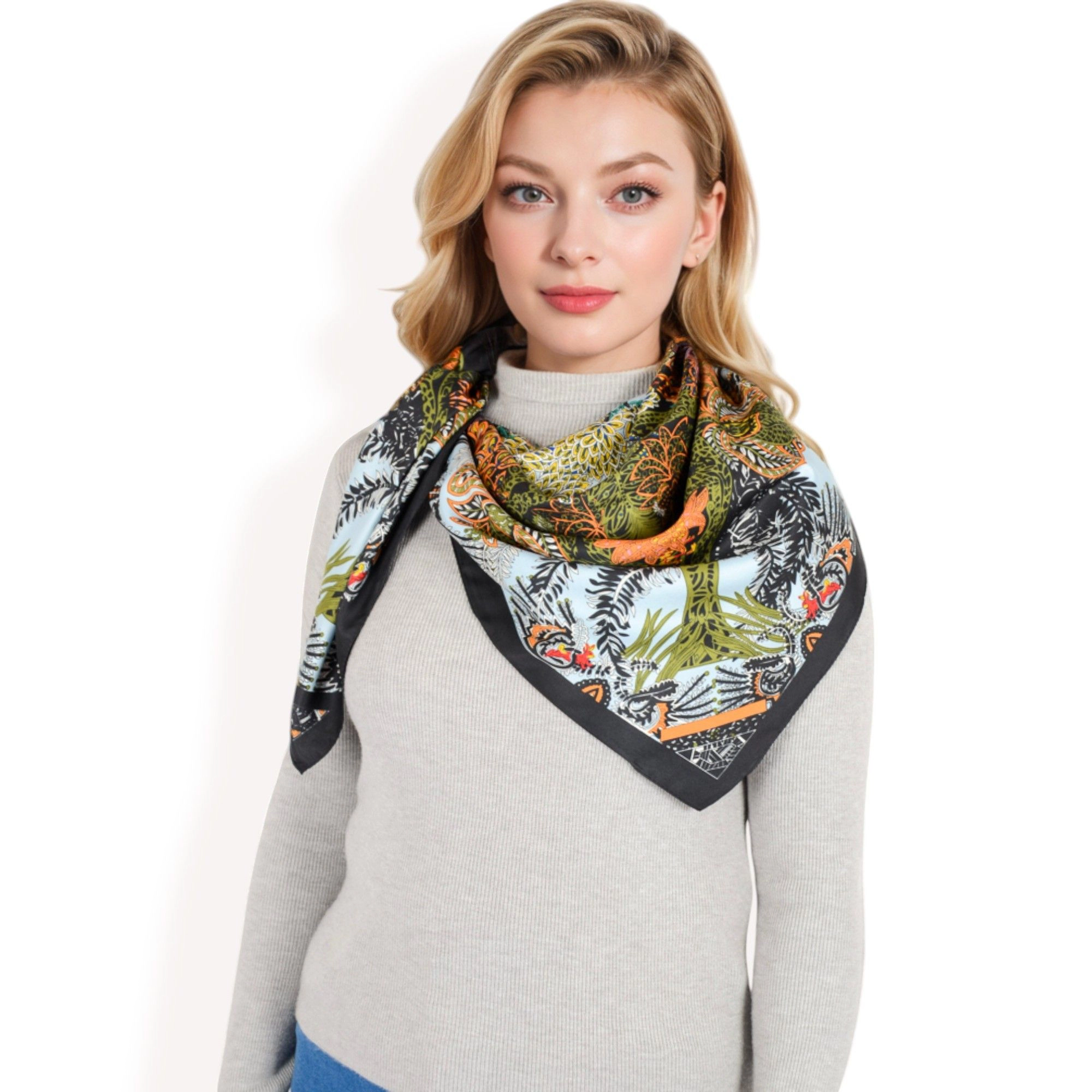 Anna-Kaci Women's Floral Paisley Scarf with Vibrant Prints and Elegant Square Design