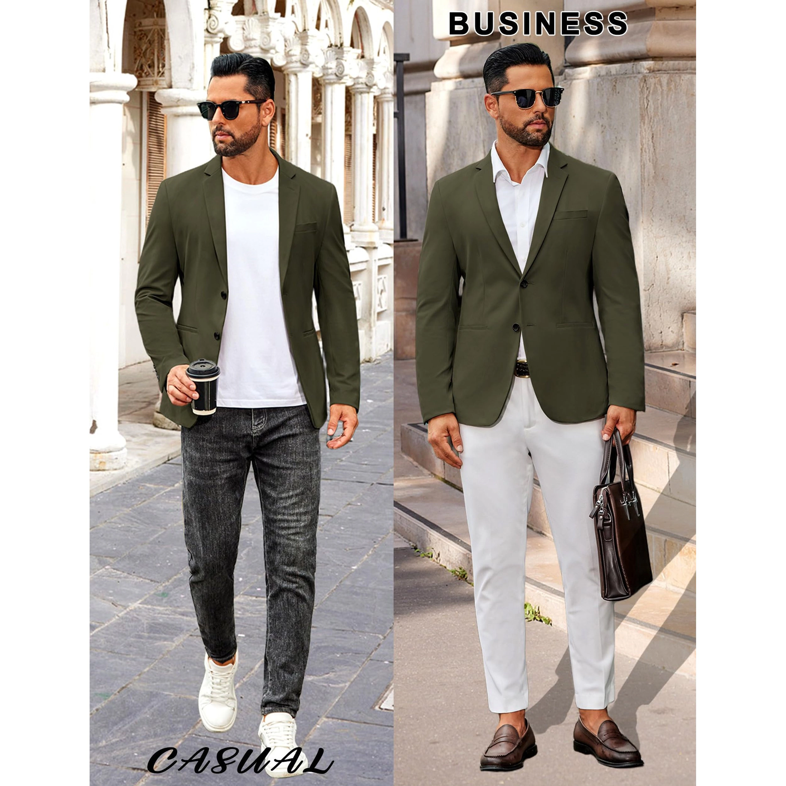 COOFANDY Men's Slim Fit Two Button Notch Lapel Casual Blazer Sport Coat Suit Jacket