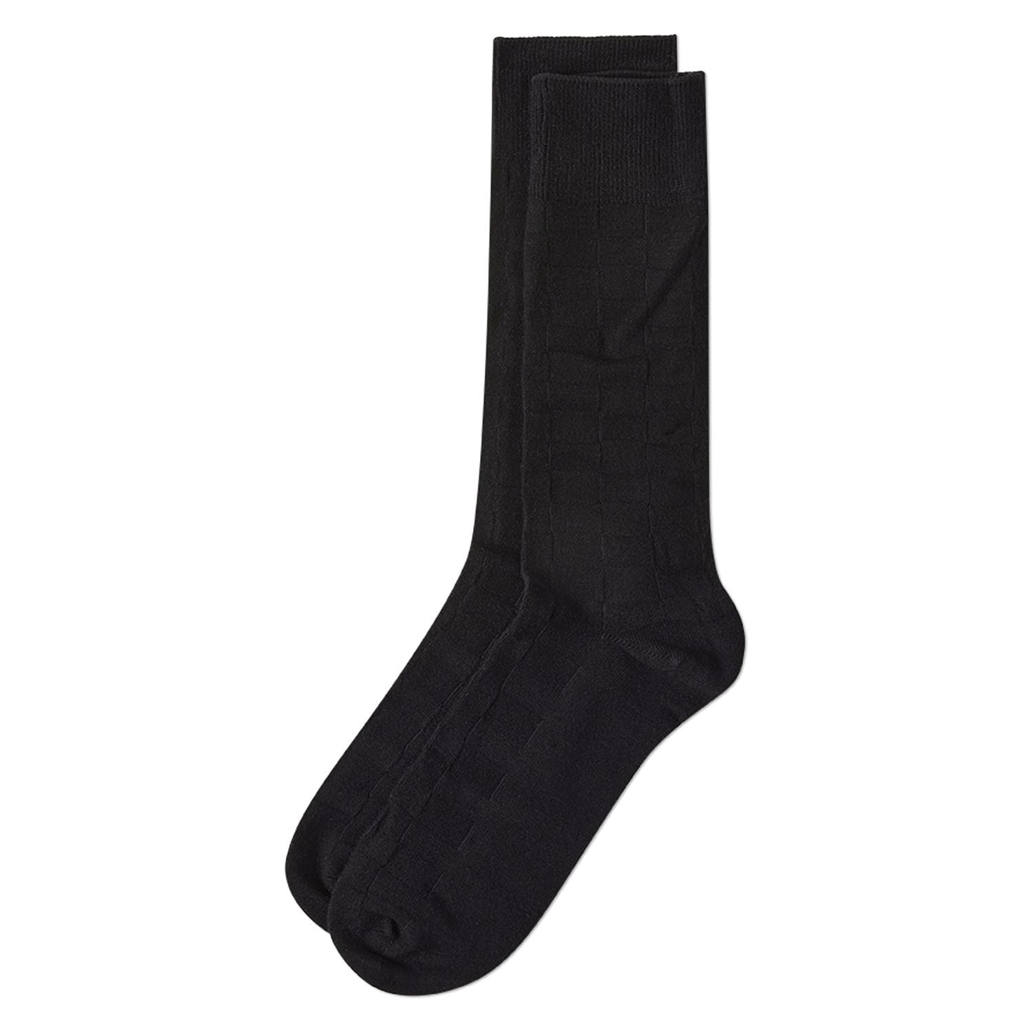 Memoi Men's Bamboo Blend Solid Checkerboard Crew Socks