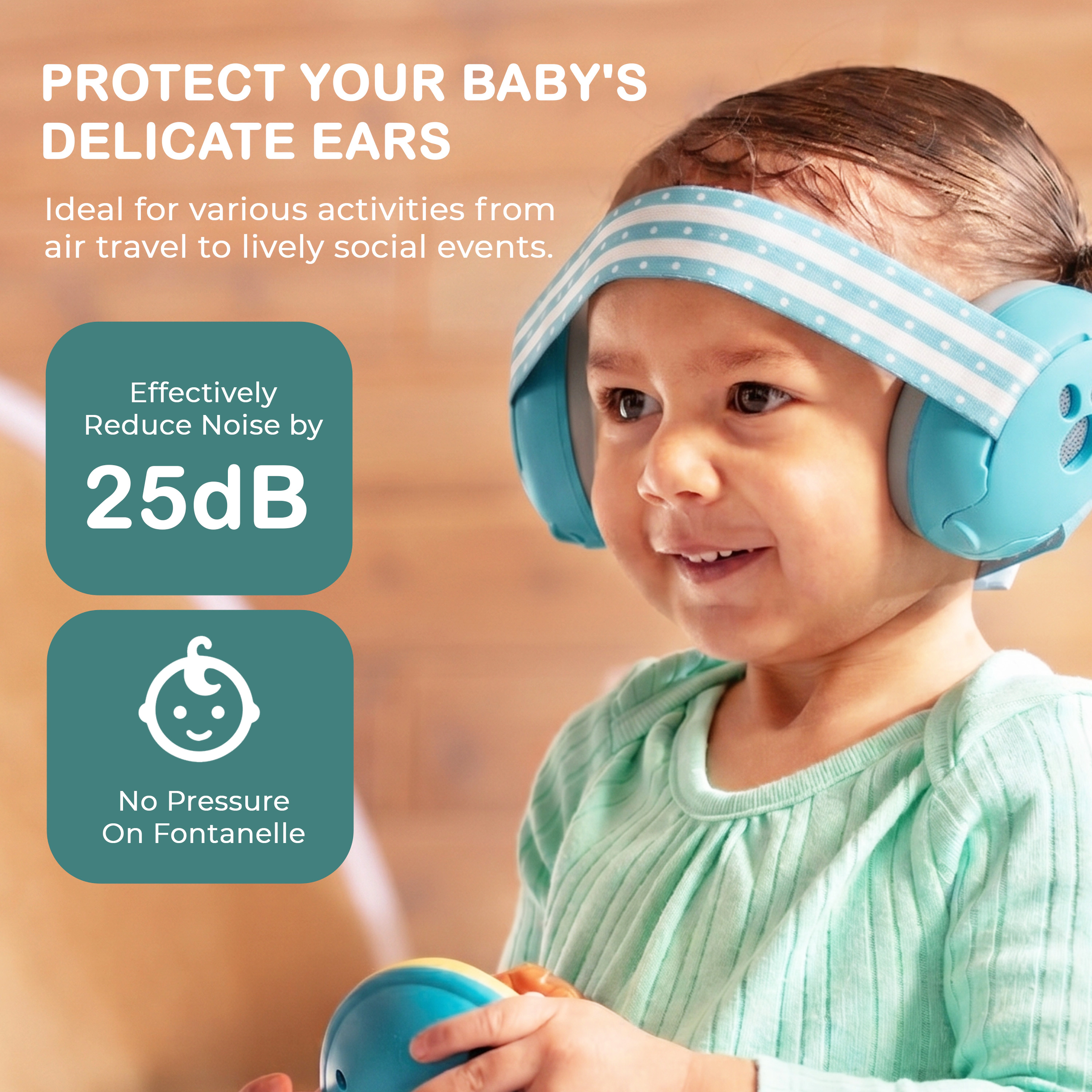Sperric Baby Earmuffs - Noise Cancelling, Ultra‑Soft Lightweight Baby Ear Protection with Non‑Slip Headband & Travel Bag