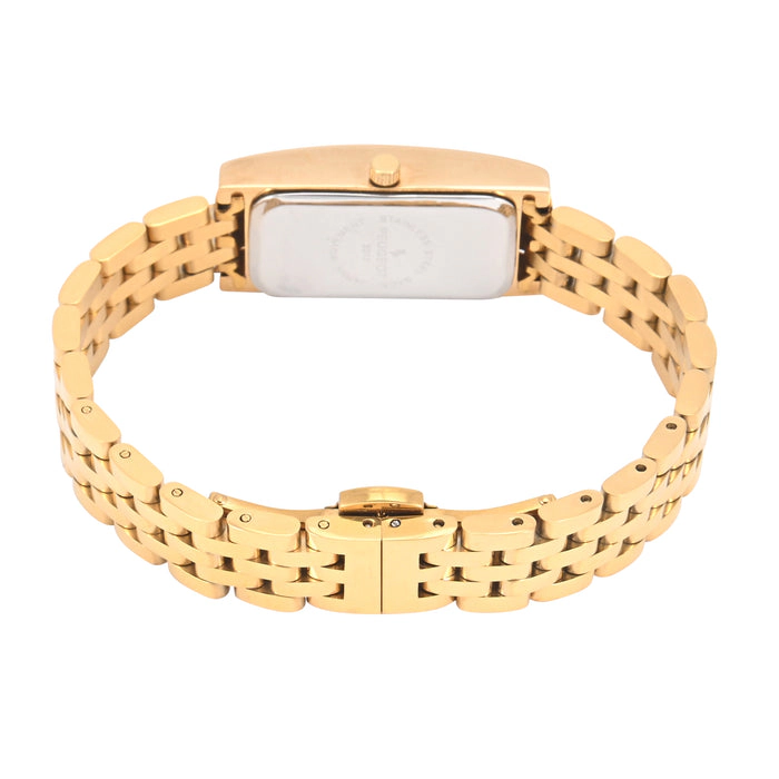 Peugeot Women's 35x18mm 14K Gold-Plated Rectangular Roman Numeral Stainless Steel Watch