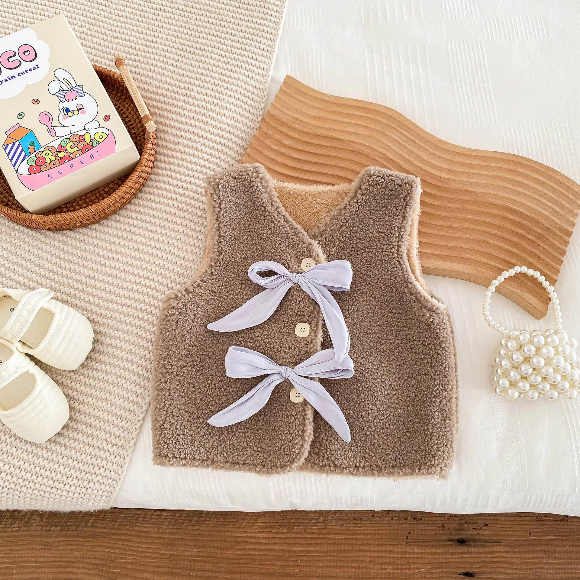 MyKids-USA Adorable Infant Baby Girls Fleece Sleeveless Single Breasted Sweater Vest
