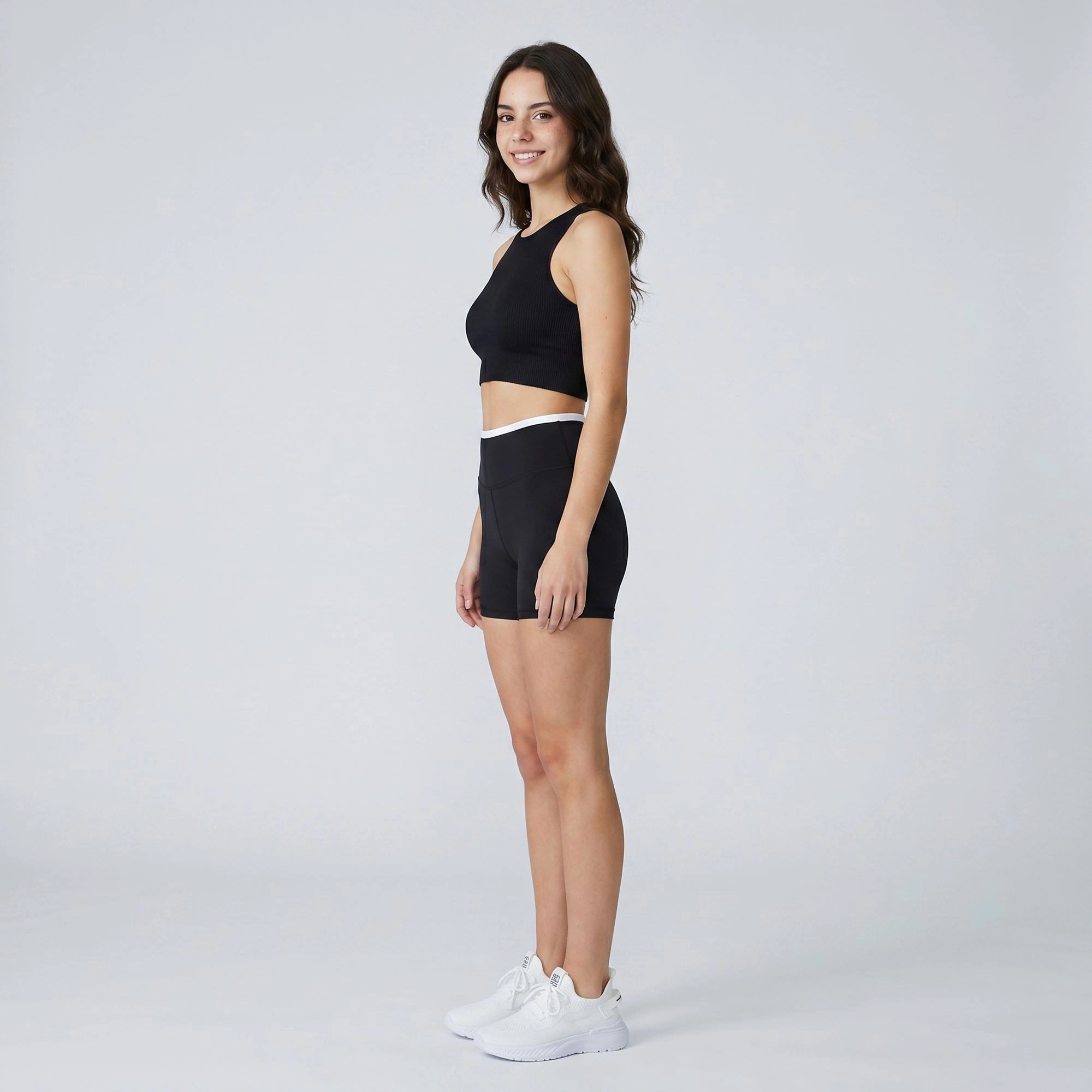 Anna-Kaci Women's High Waist Biker Shorts with Wide Waistband Mid Thigh Length Smooth Stretch Fit