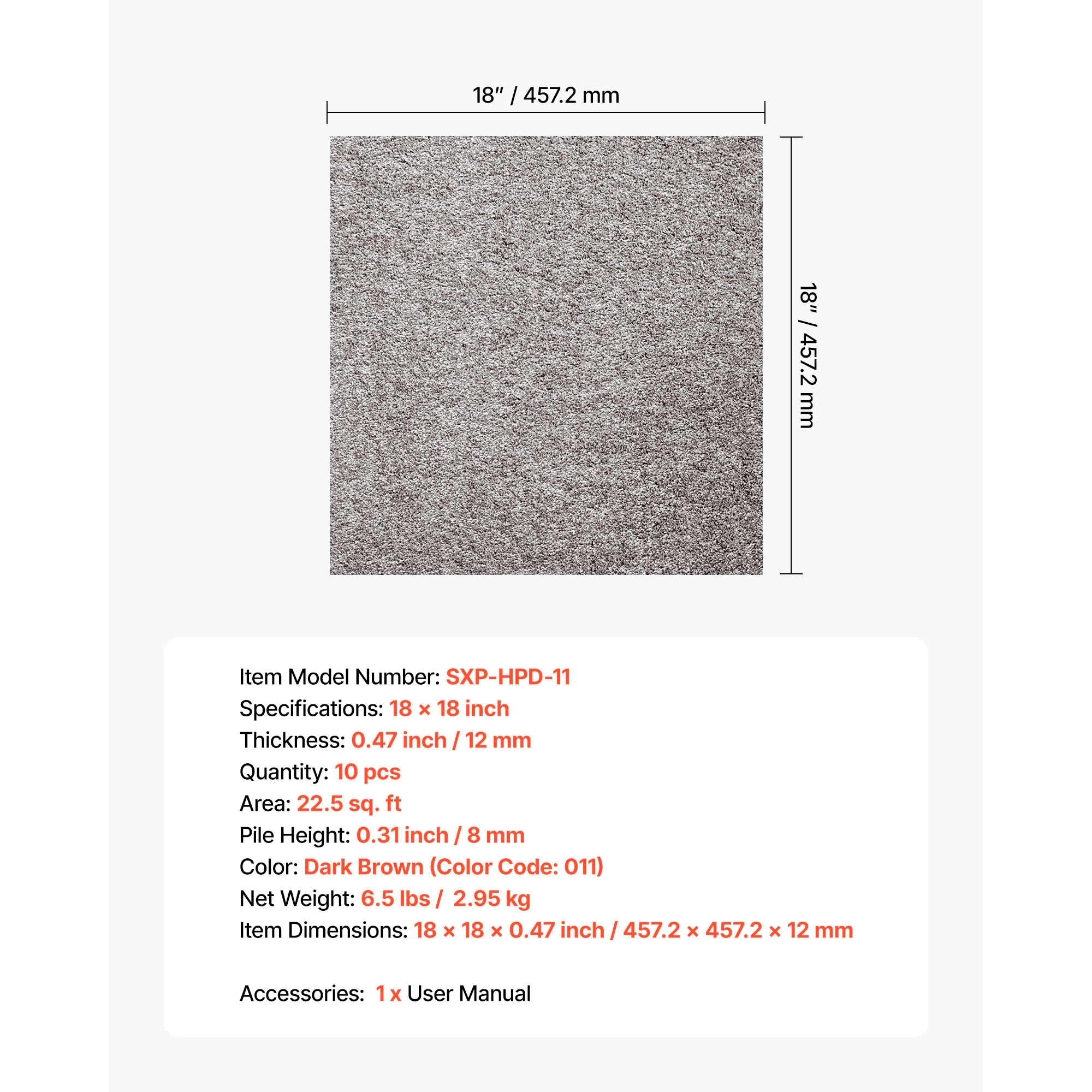 HONGGE Self Adhesive Carpet Tiles Soft Padded Floor for Easy DIY Living Room