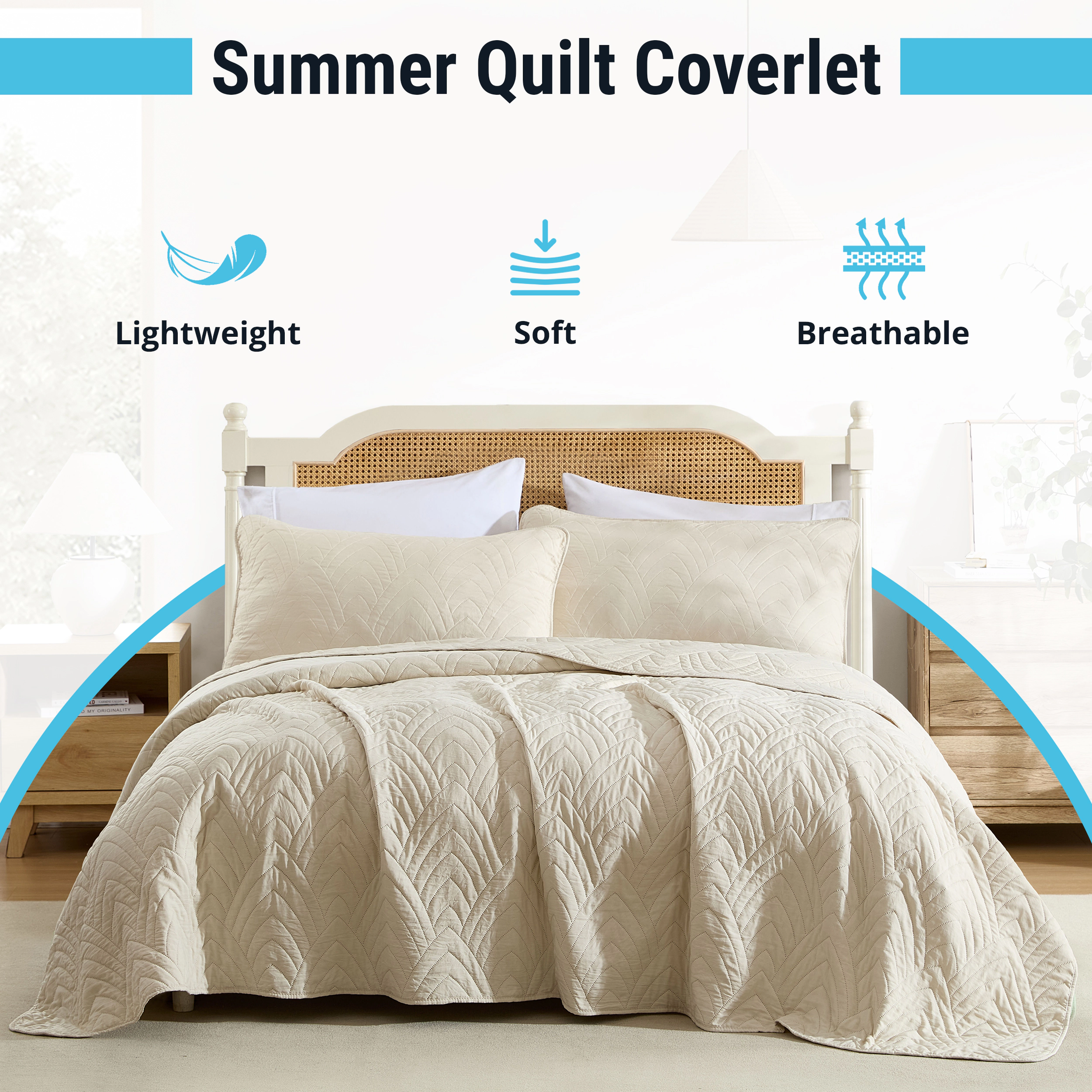 HLC.ME Weston - 3 Piece King Quilt Set, Lightweight Bedspread Coverlet Set