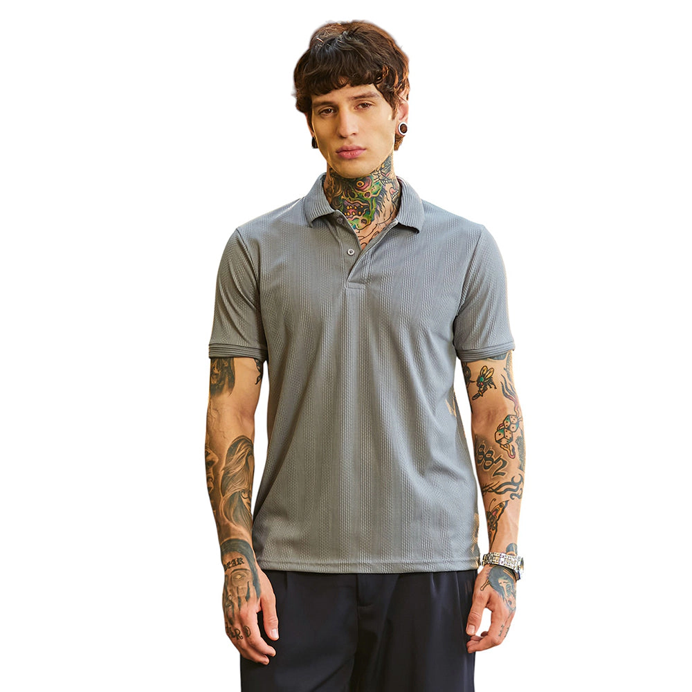 Ribbed -Tactile Polo T-Shirt