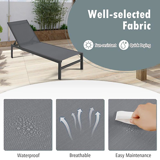Hivvago 6-Position Chaise Lounge Chairs With Rustproof Aluminium Frame