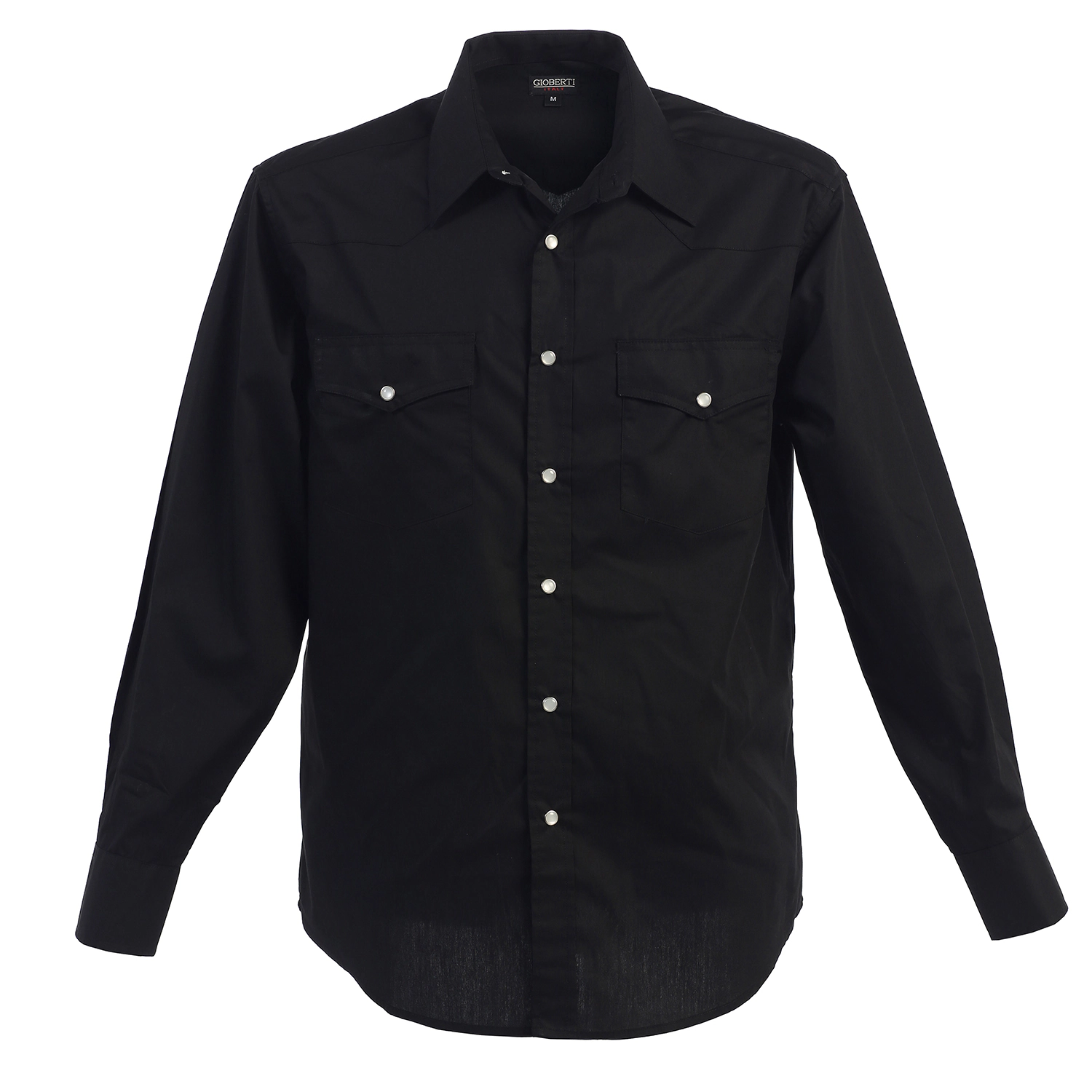 Gioberti Men's Solid Long Sleeve Western Shirt with Pearl Snap-on Buttons