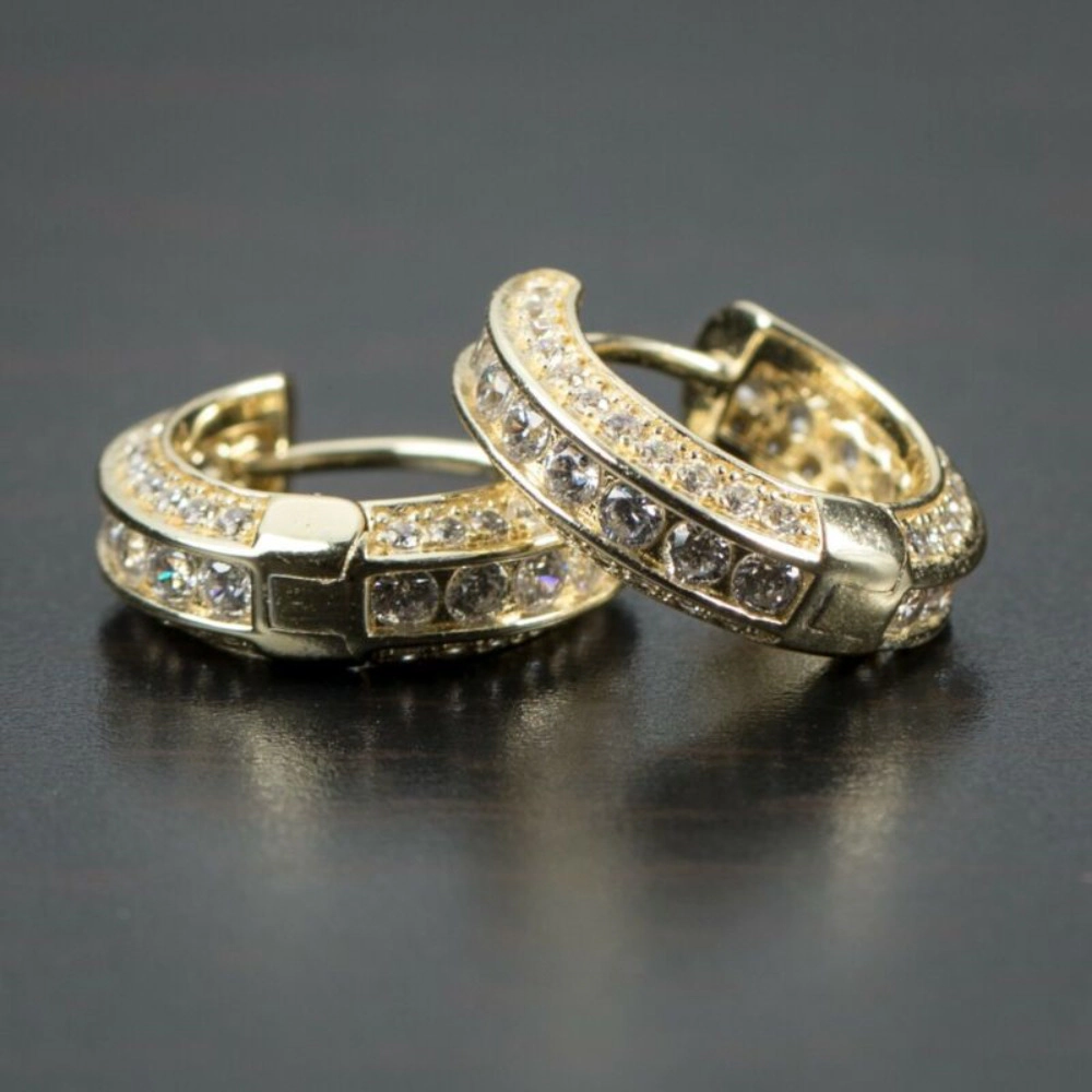 Hypoallergenic Cubic Zirconia Ice Crystal Huggie Cartilage Hoop Cuff Earrings