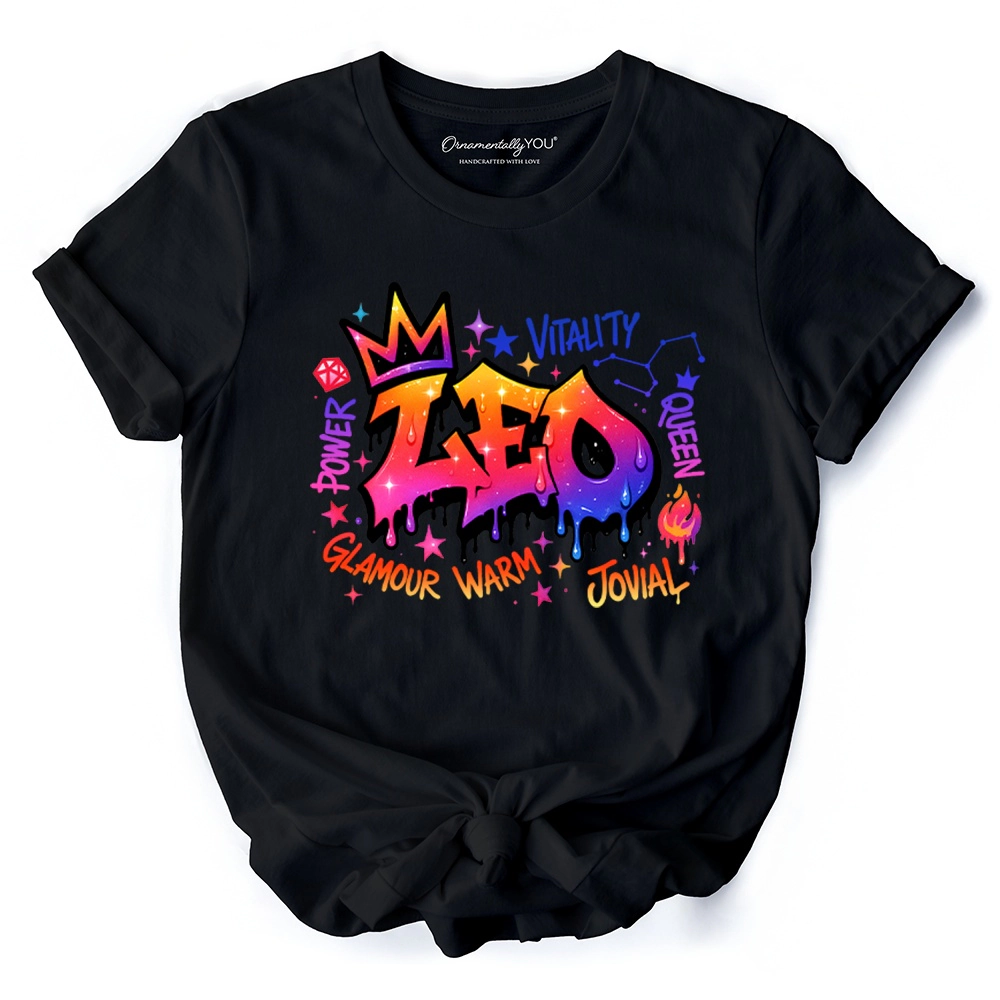 OrnamentallyYou Womens Leo Graffiti Zodiac T-Shirt