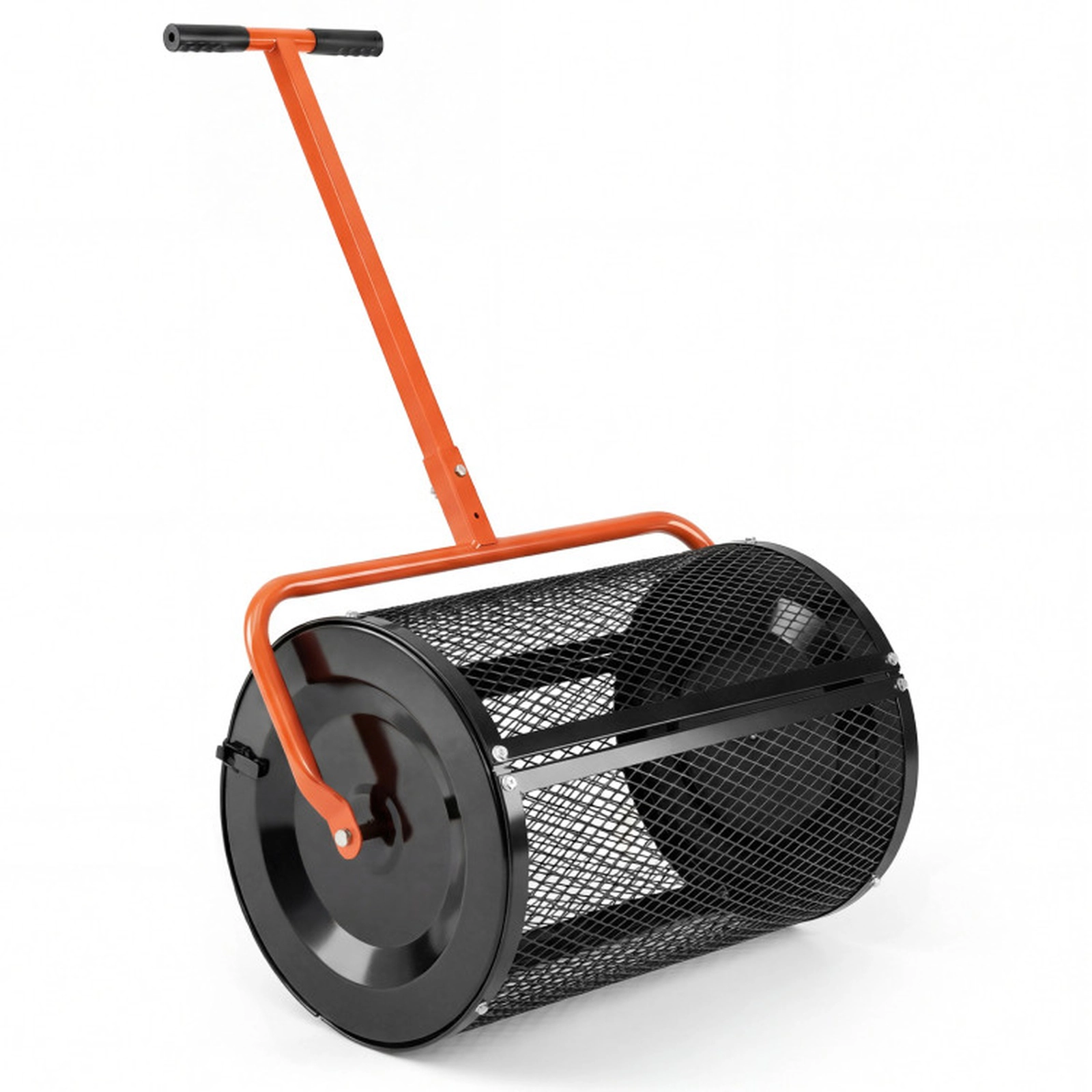 SUGIFT 24-in 2.7-cu ft Orange Compost Spreader Peat Moss Roller with Height Adjustable T-Shape Handle