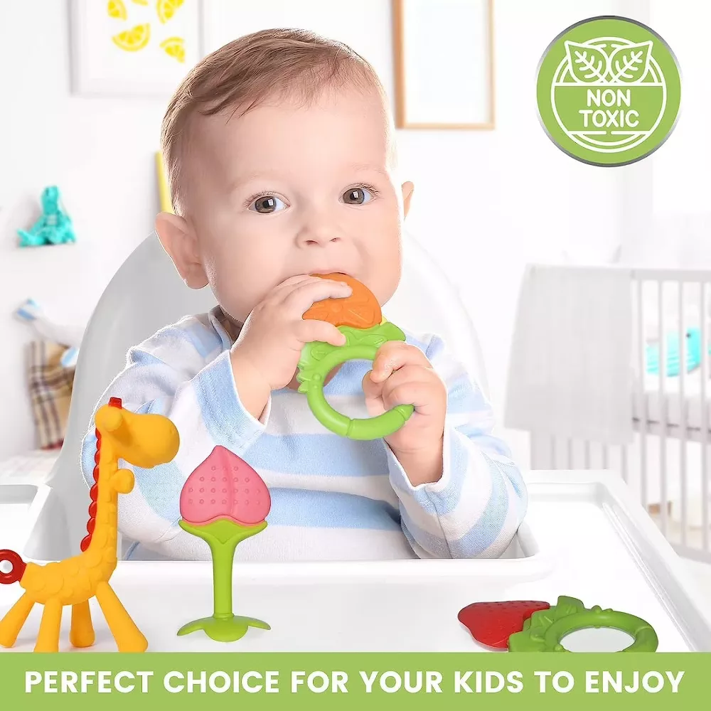 Sperric Silicone Baby Feeding Set - Suction Bowls w/ Lids, Adjustable Bibs, Teething Toys for Babies 0-6 Months BPA Free