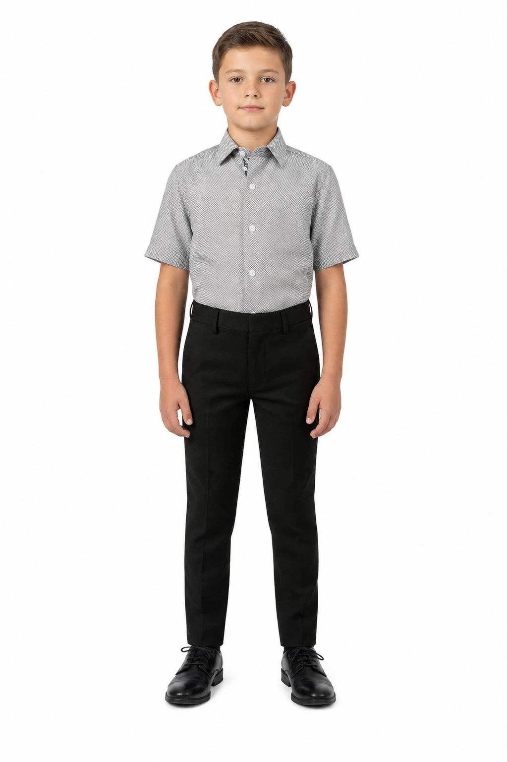 Elie Balleh Boys Slim Fit Micro Houndstooth Shirt