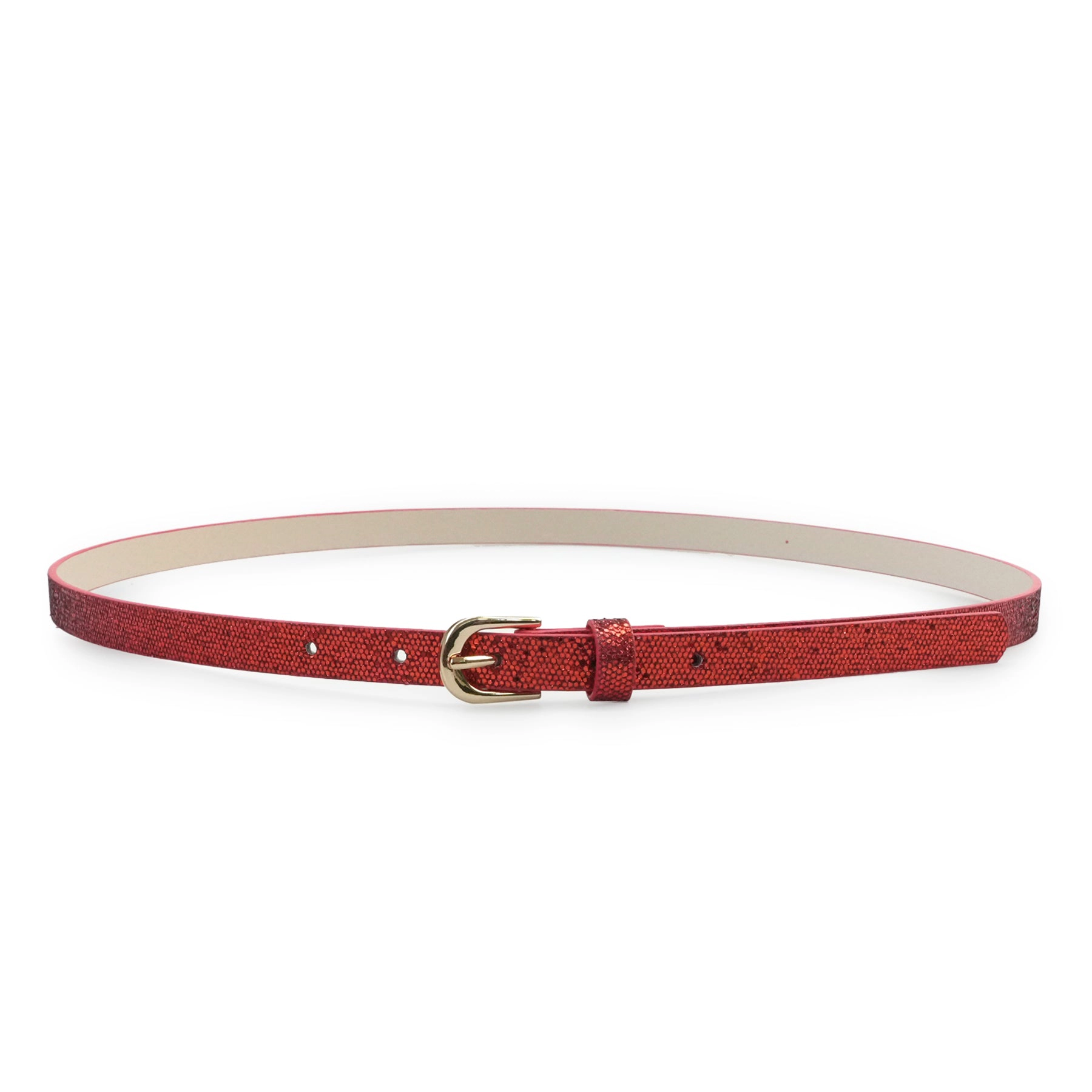 AGP PARIS Metallic Red Snake Print Women's Belt