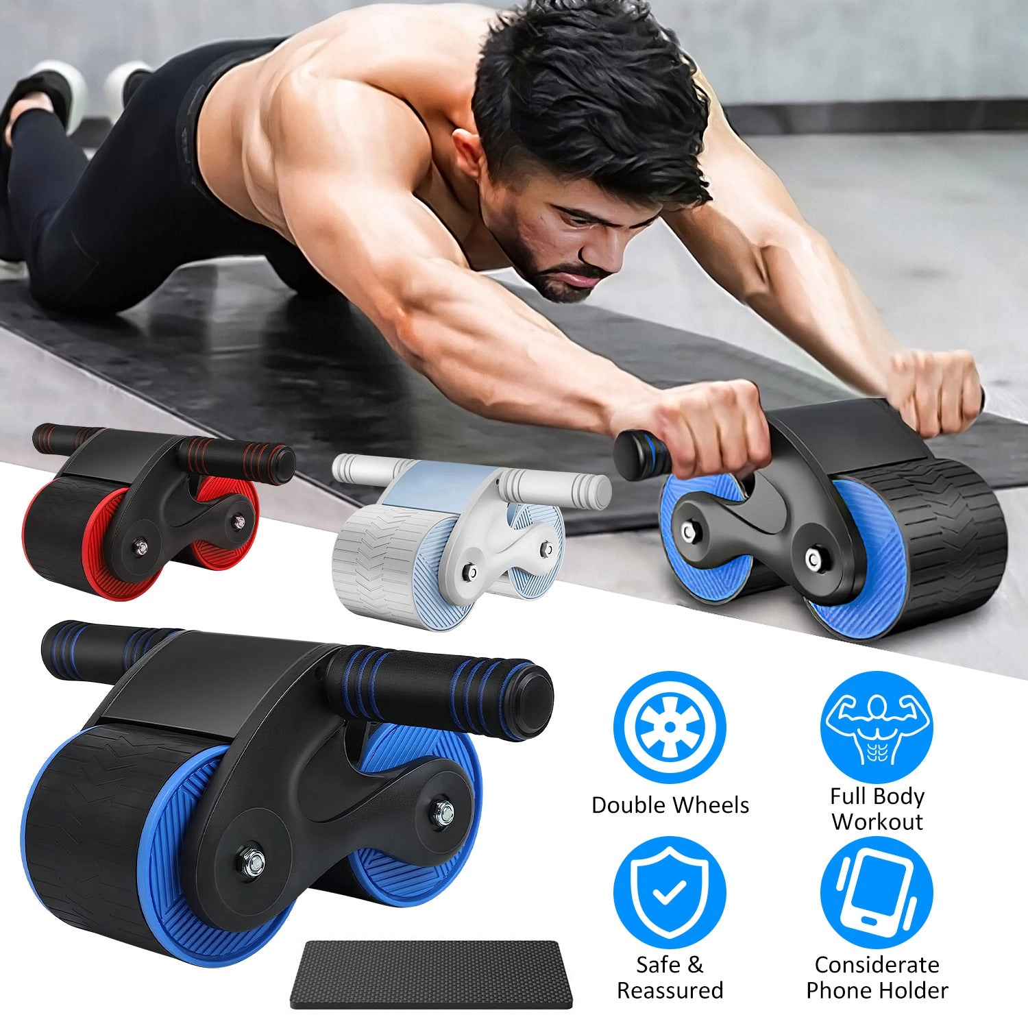 GBruno Automatic Rebound AB Roller Wheel With Kneel Pad