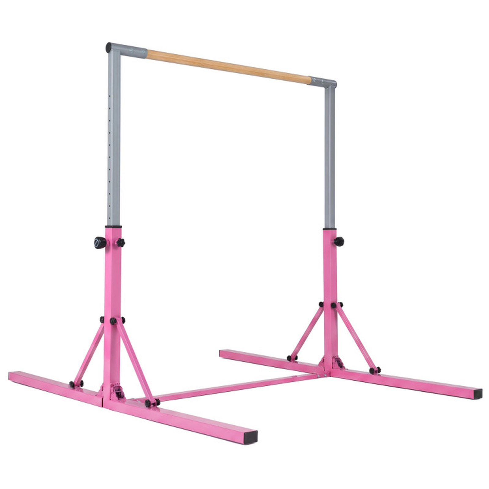 SUGIFT Foldable 13-Level Adjustable Gymnastics Training Bar 265-lb Capacity Ages 3+ Pink