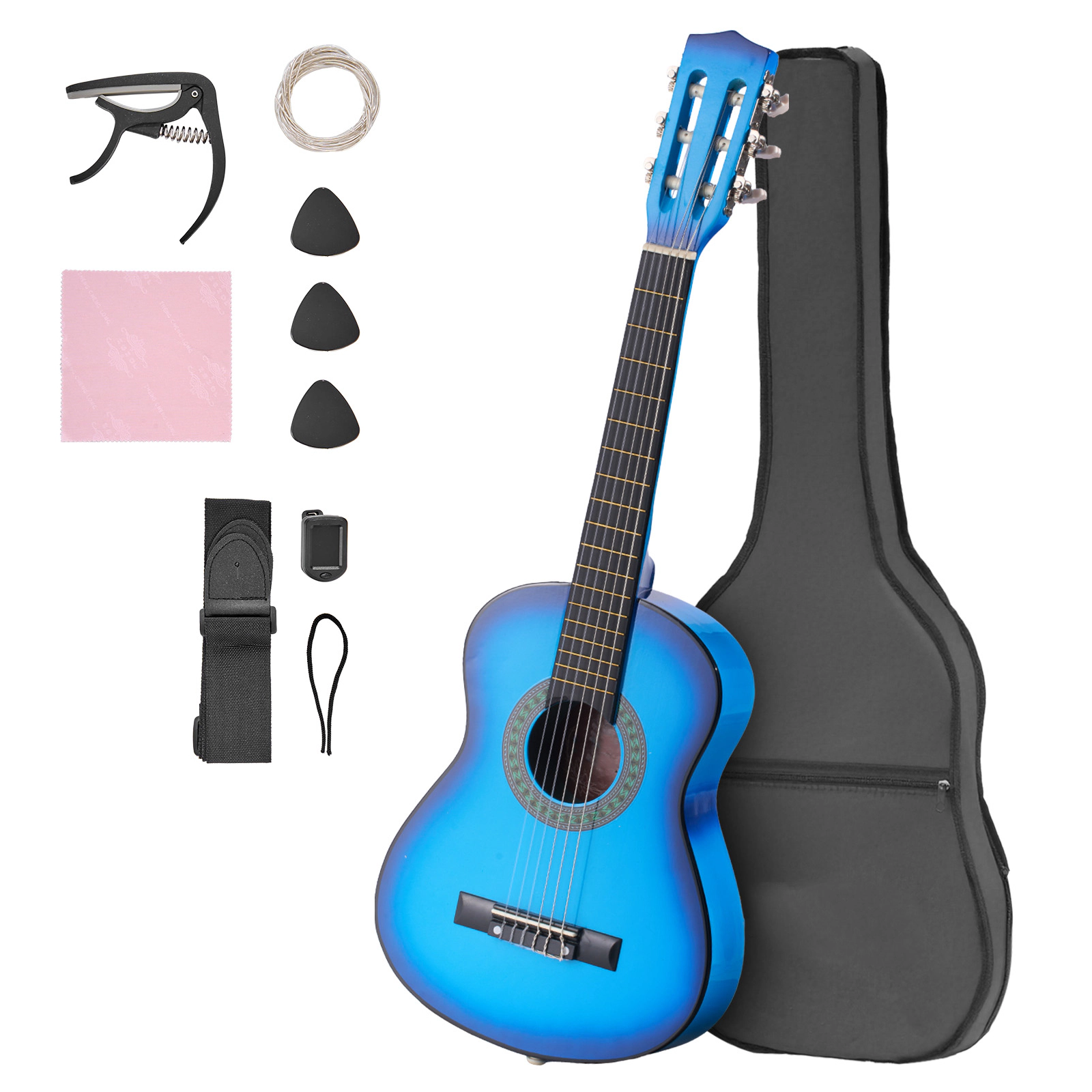 HONGGE Classical Guitar 38 Inch Wood Classical Guitar Starter Kit for Beginners with Nylon Strings Gig Bag Strap Tuner