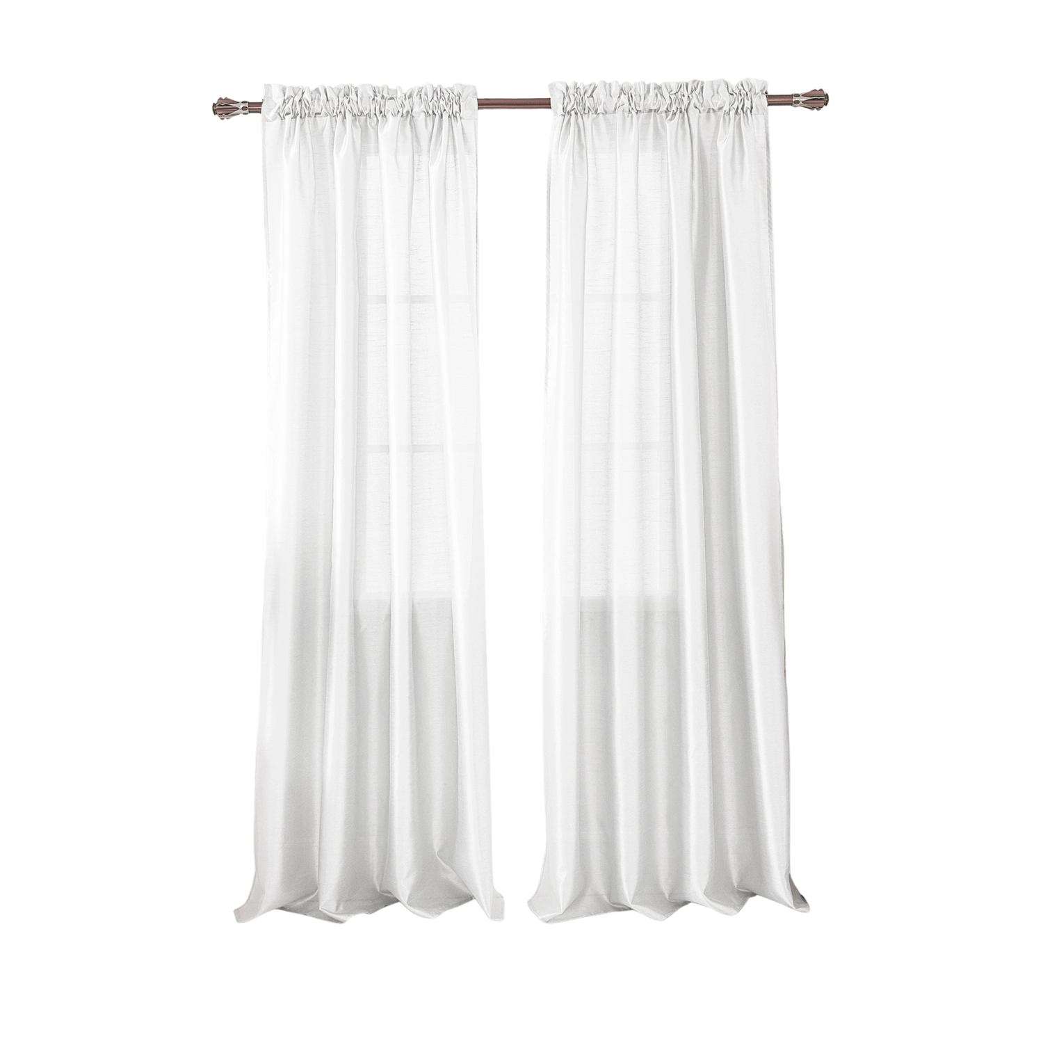 RT Designers Collection 100% Polyester 82 GSM Faux Silk Nikki Rod Pocket Curtain Panel 54" x 95" White