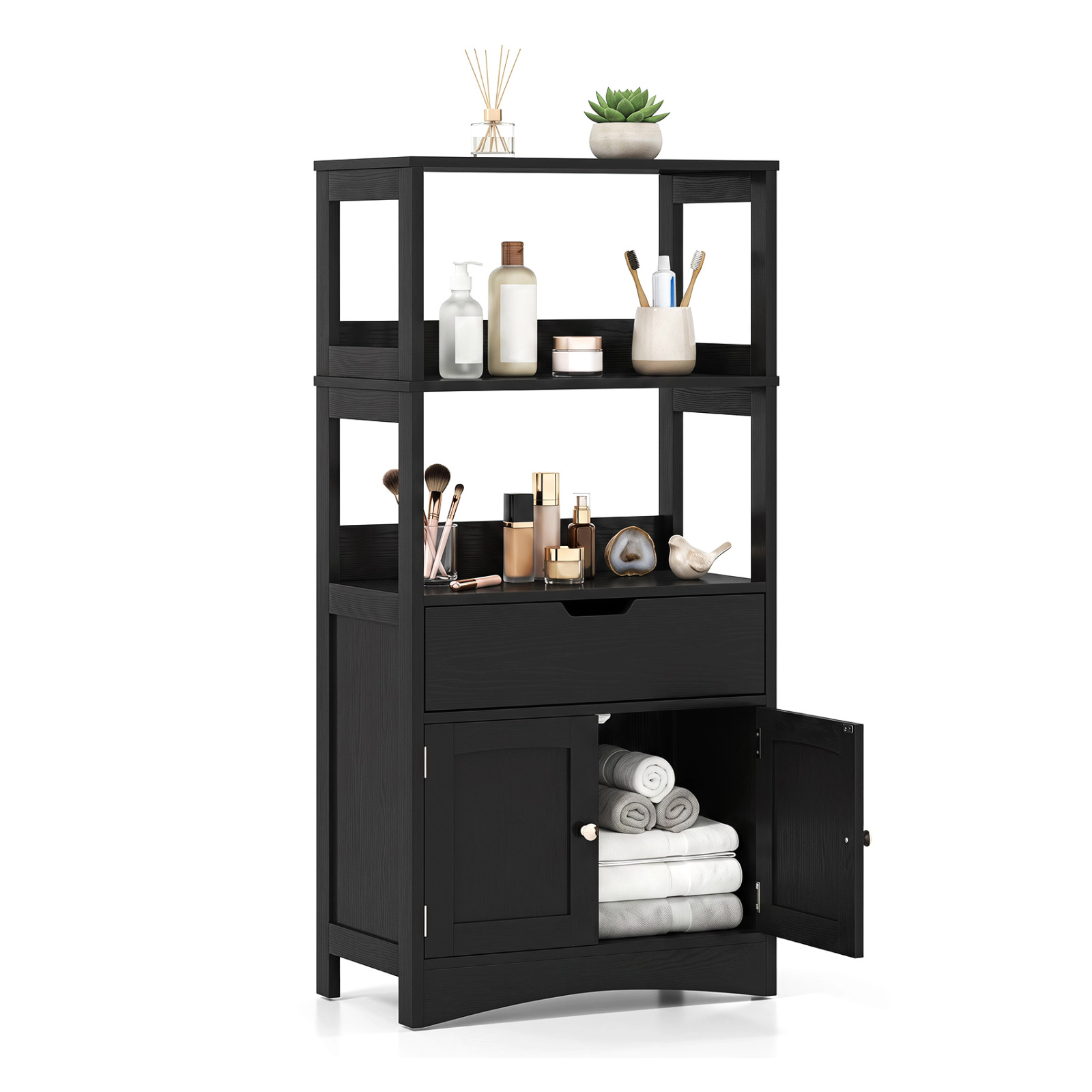 Glintex 48-Inch Bathroom Cabinet with Anti-Fall Baffles Drawer and 2 Doors