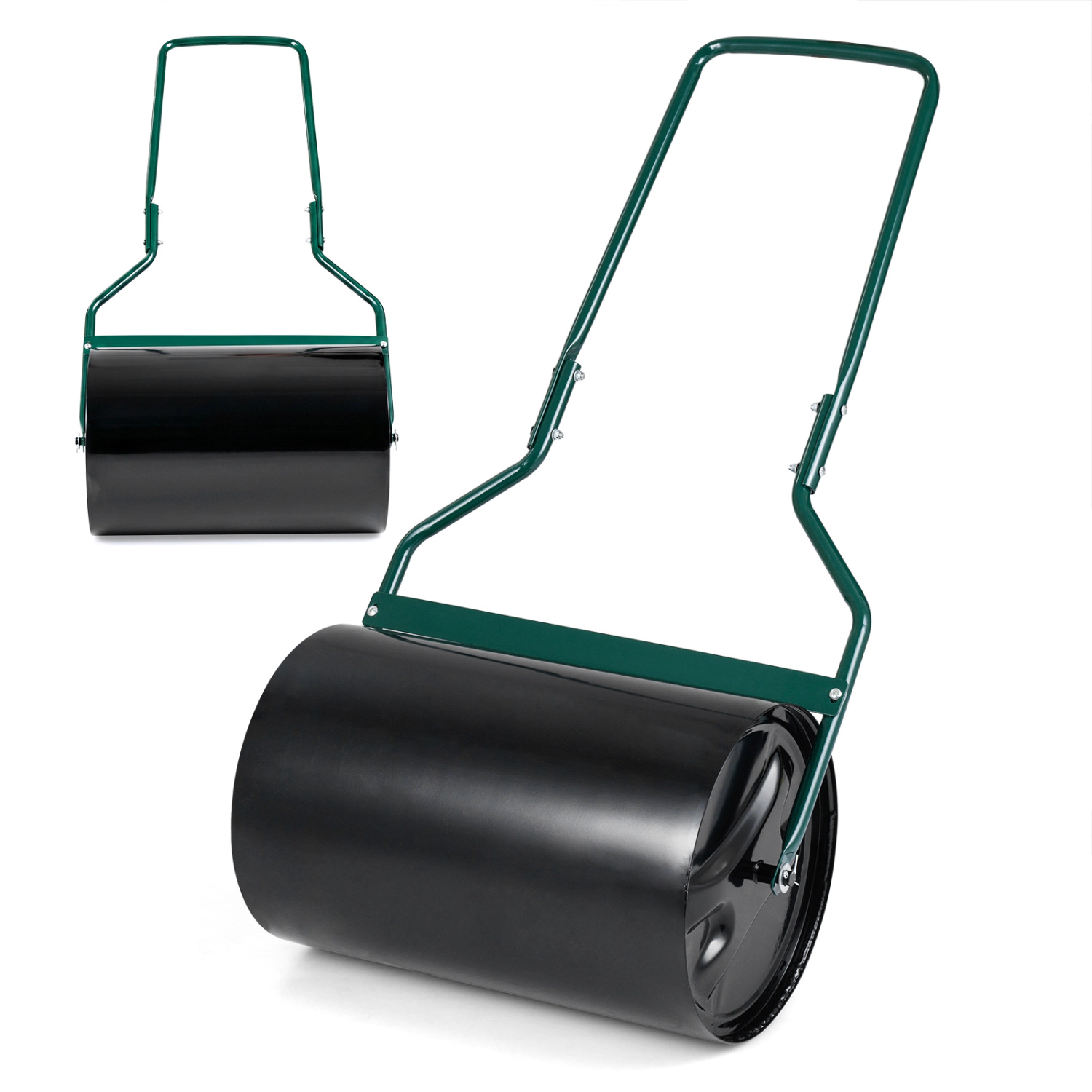 LJG Lawn Roller 12 Gallon Water/Sand Filled Garden Drum Roller with U-Shape Handle